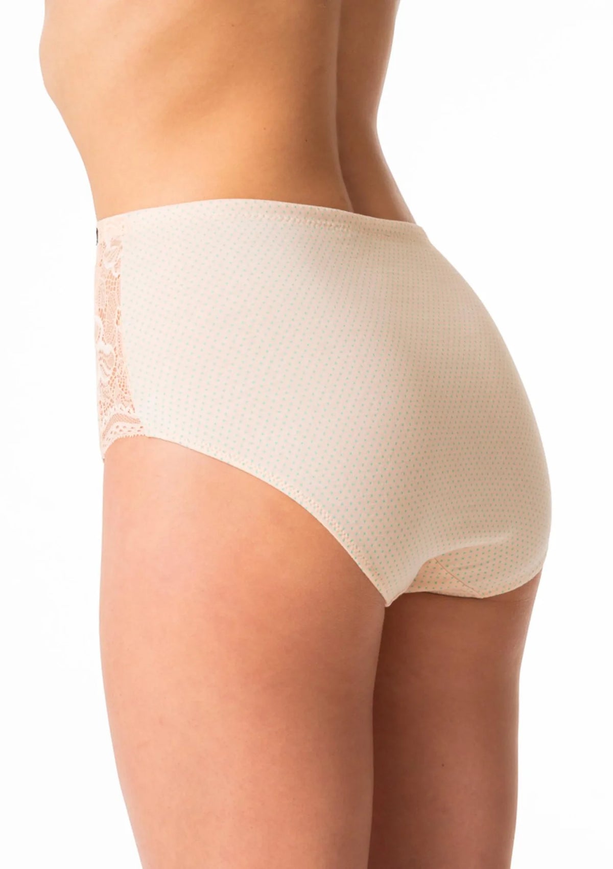 Majtki damskie bawełniane (2 pack) z wysokim stanem maxi bikini i koronkowymi bokami LPF 616 Key