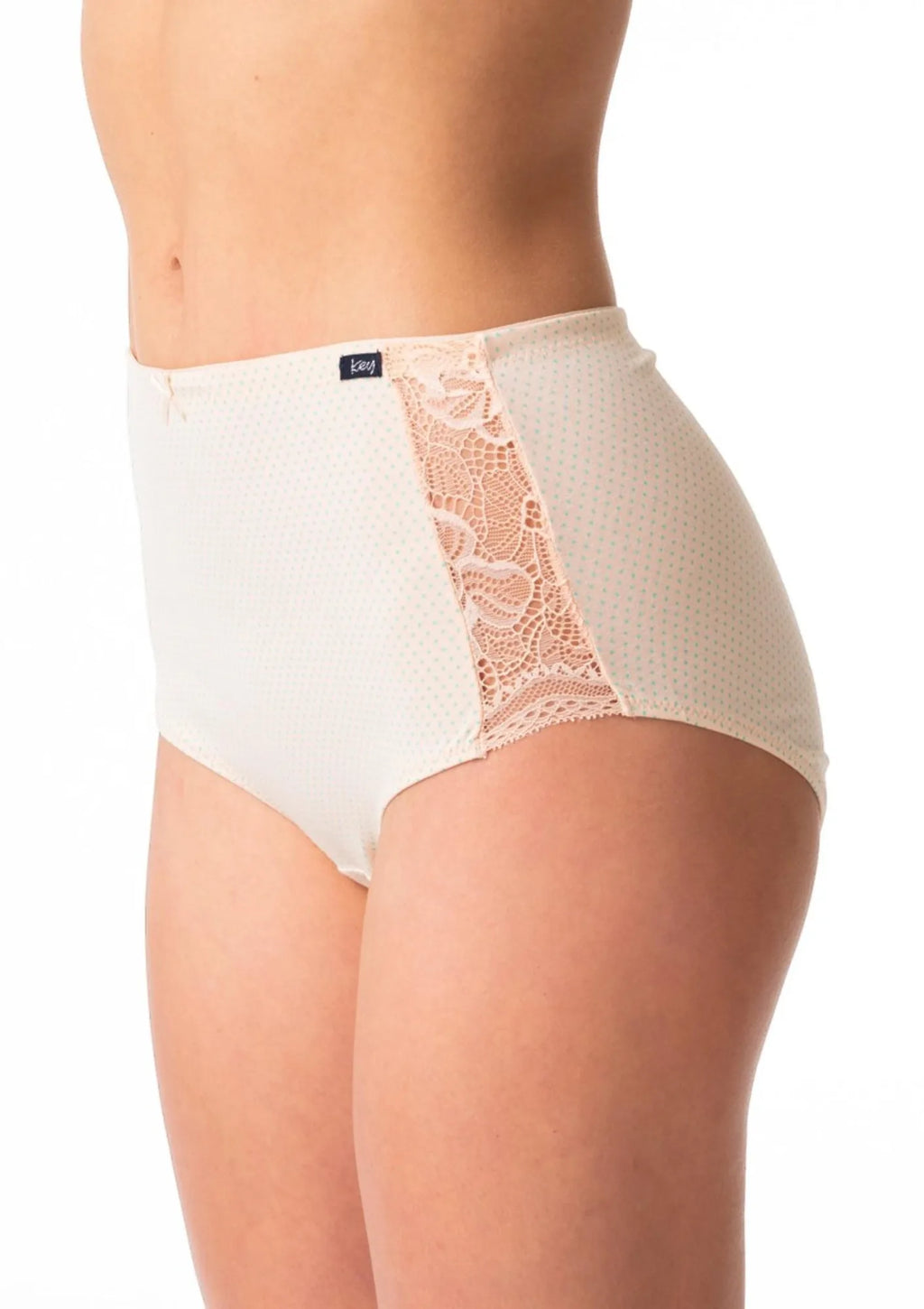 Majtki damskie bawełniane (2 pack) z wysokim stanem maxi bikini i koronkowymi bokami LPF 616 Key