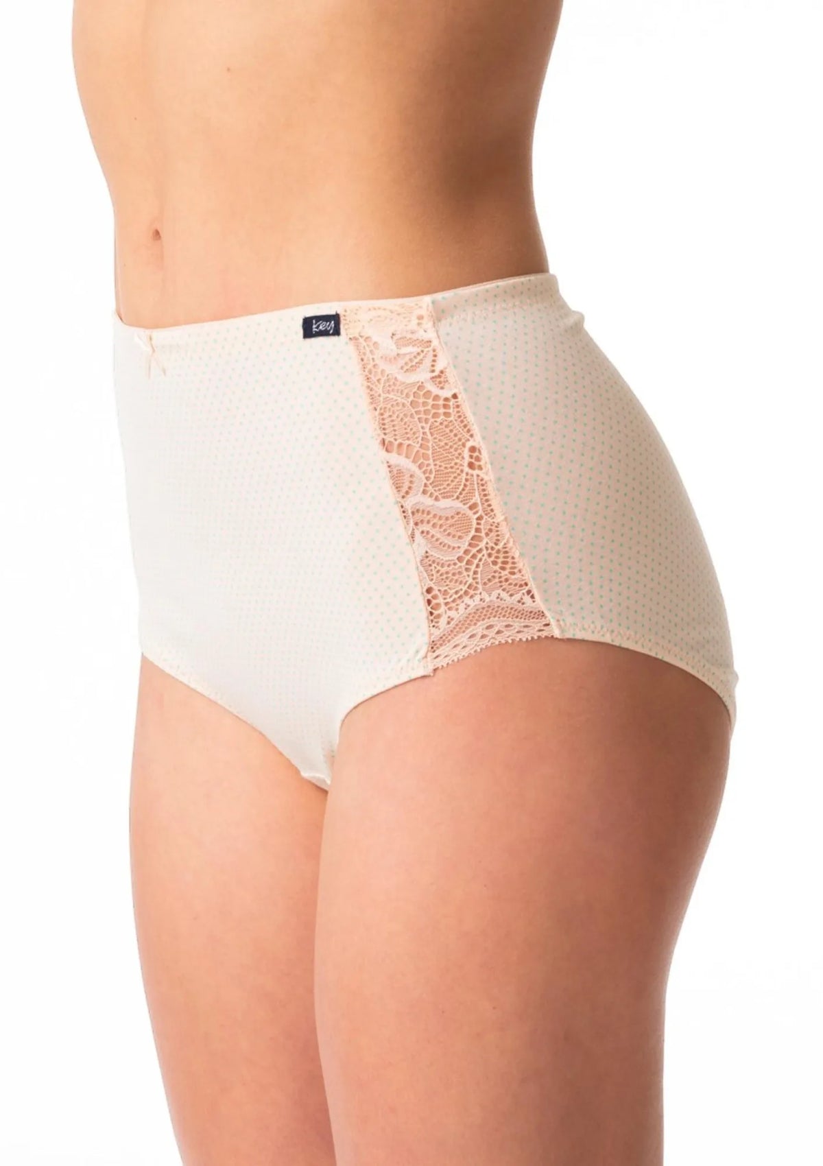 Majtki damskie bawełniane (2 pack) z wysokim stanem maxi bikini i koronkowymi bokami LPF 616 Key