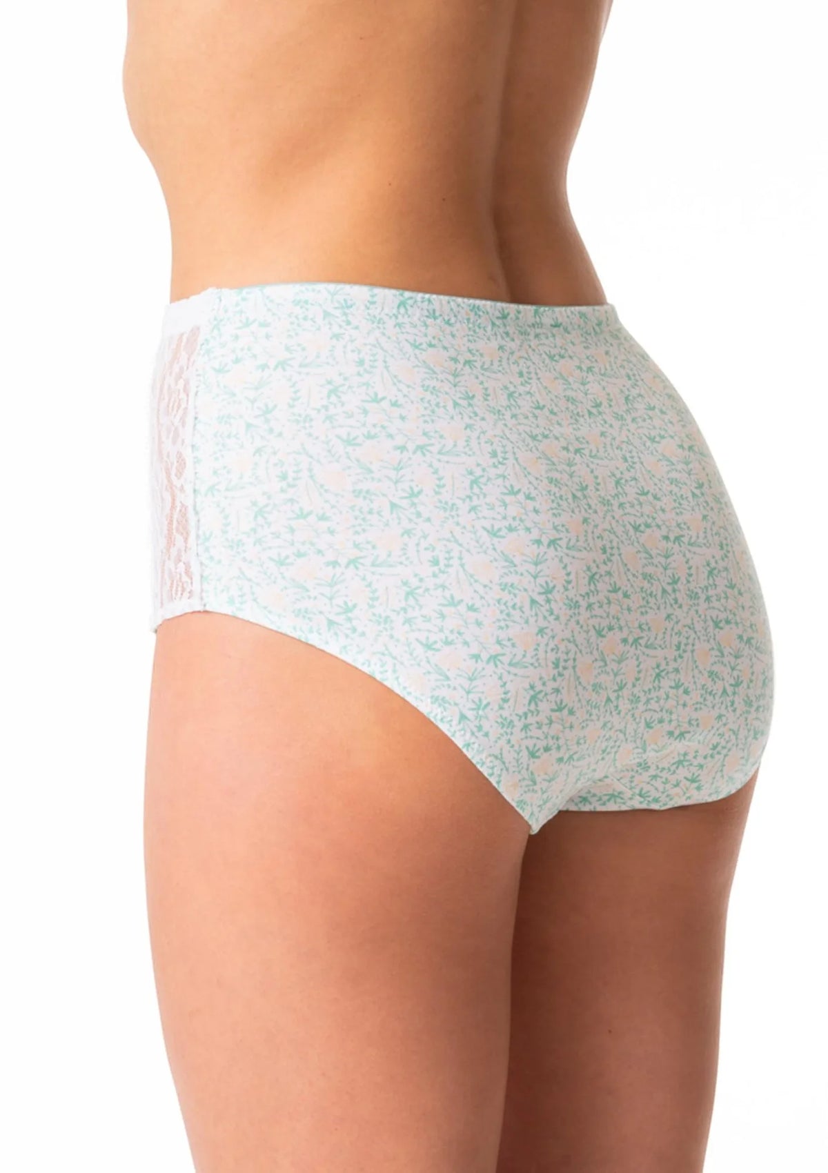 Majtki damskie bawełniane (2 pack) z wysokim stanem maxi bikini i koronkowymi bokami LPF 616 Key