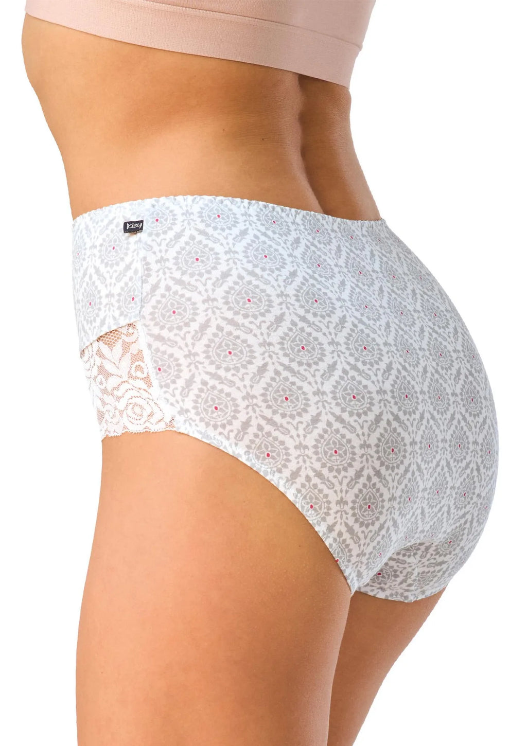 Majtki damskie bawełniane (2pack) z koronką wysoki stan LPF 500 Key