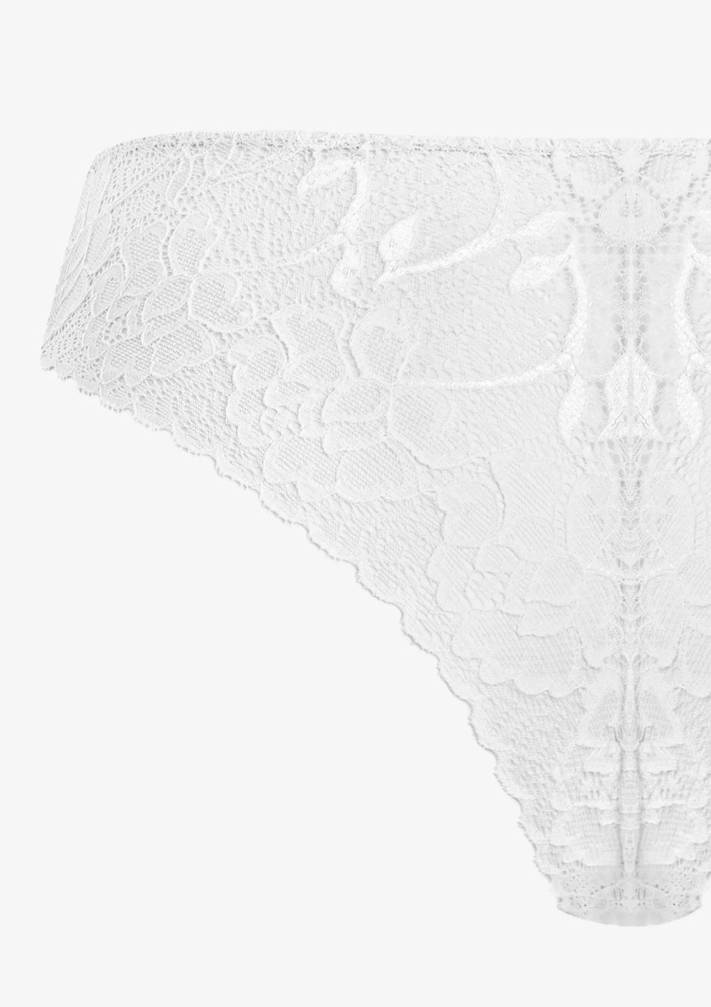 Majtki damskie typu brazyliany bawełniane z koronką białe Orchidea Pierre Cardin