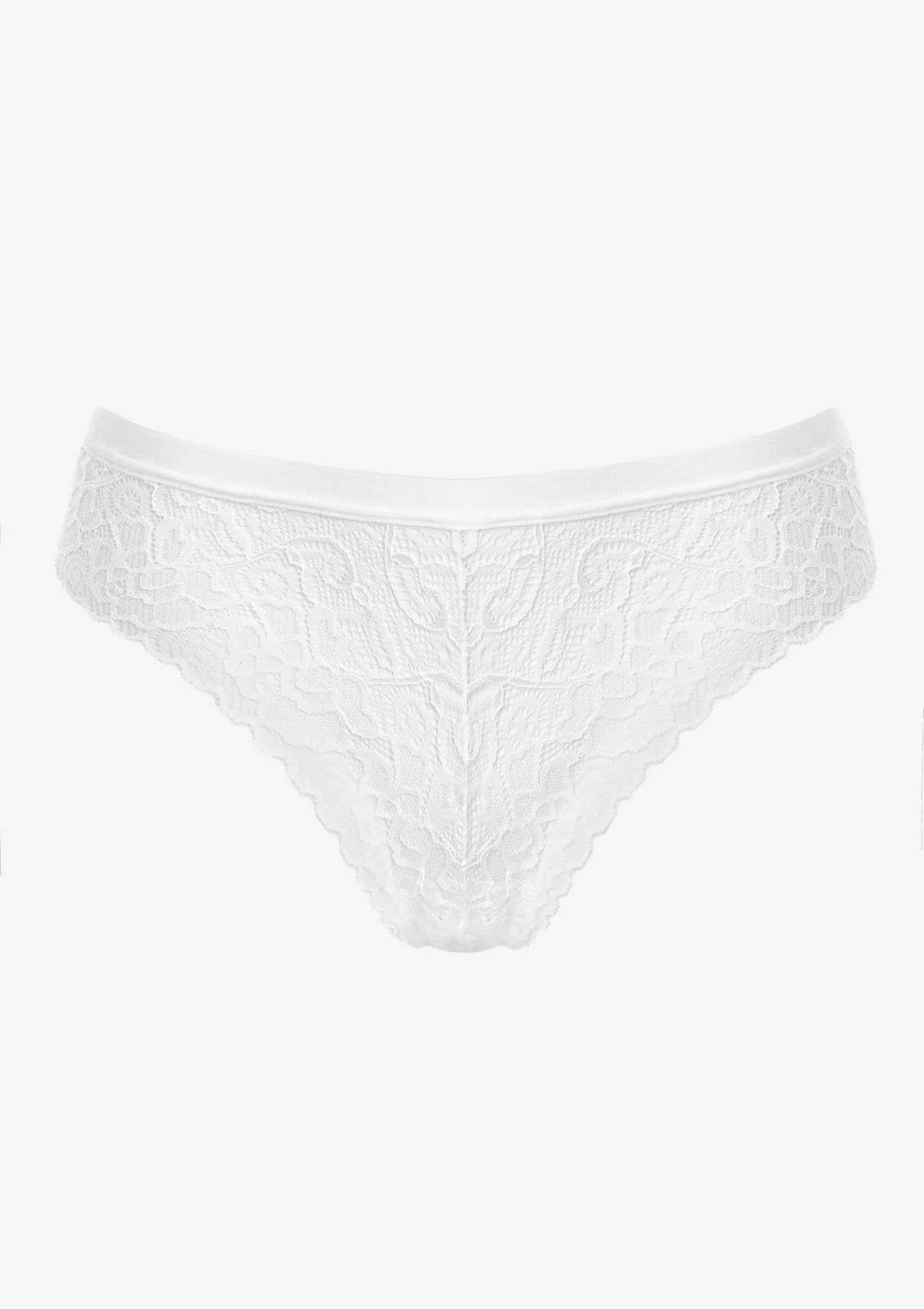 Majtki damskie typu brazyliany koronkowe białe Ortensia Pierre Cardin
