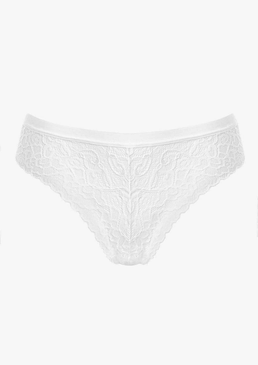 Majtki damskie typu brazyliany koronkowe białe Ortensia Pierre Cardin