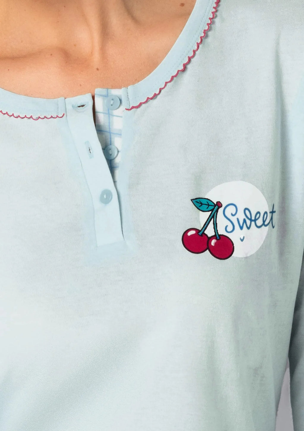 Piżama damska bawełniana długa ze spodniami w kratę Cherry CH15 Sielei