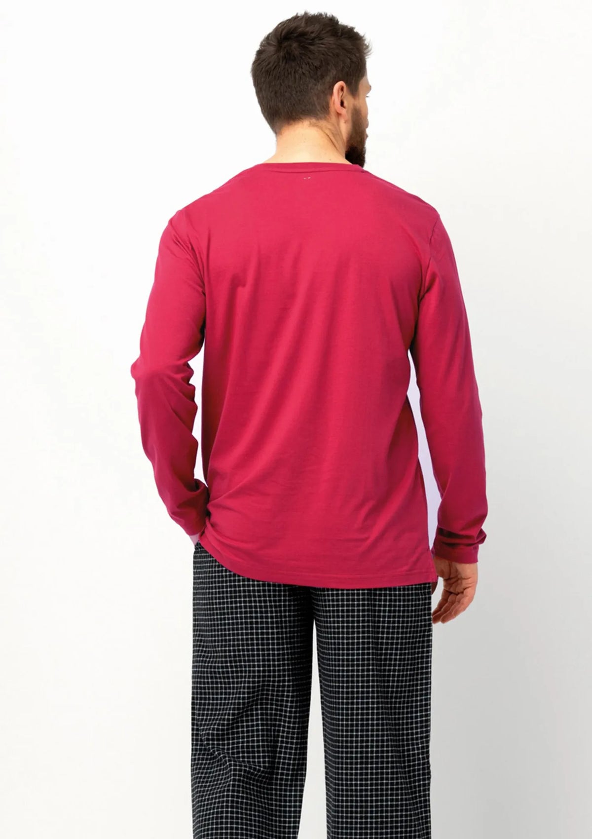 Piżama męska z długim rękawem i flanelowymi spodniami MNS 471 Key