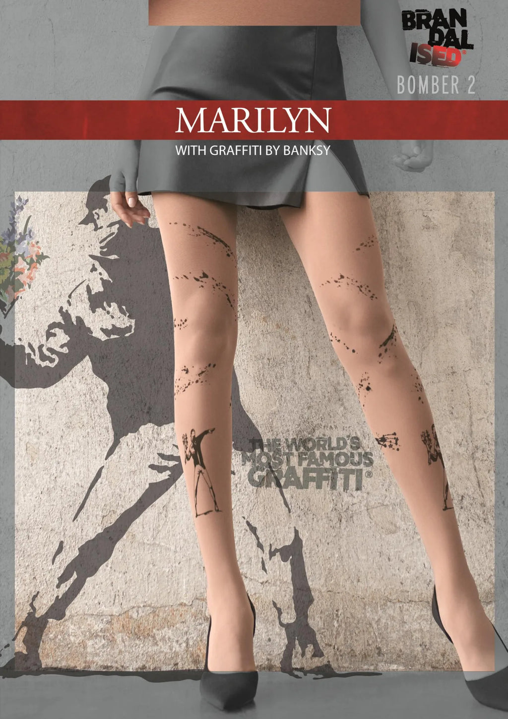 Rajstopy damskie z nadrukiem graffiti Banksy Bomber 2 Marilyn