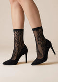 Skarpetki kabaretki wzorzyste Charly G001 Marilyn czarne