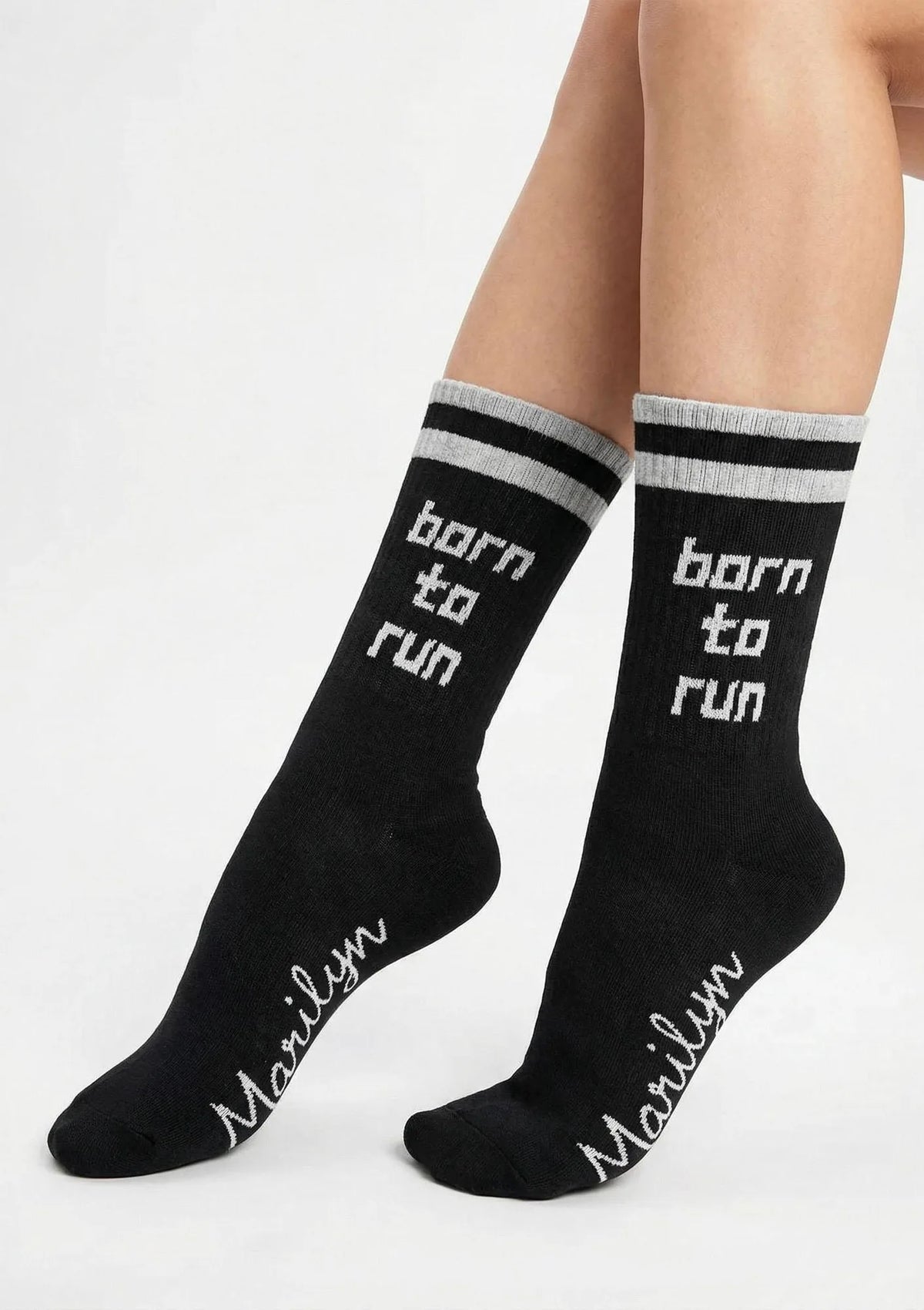 Skarpetki damskie bawełniane sportowe z napisem Born to Run Marilyn