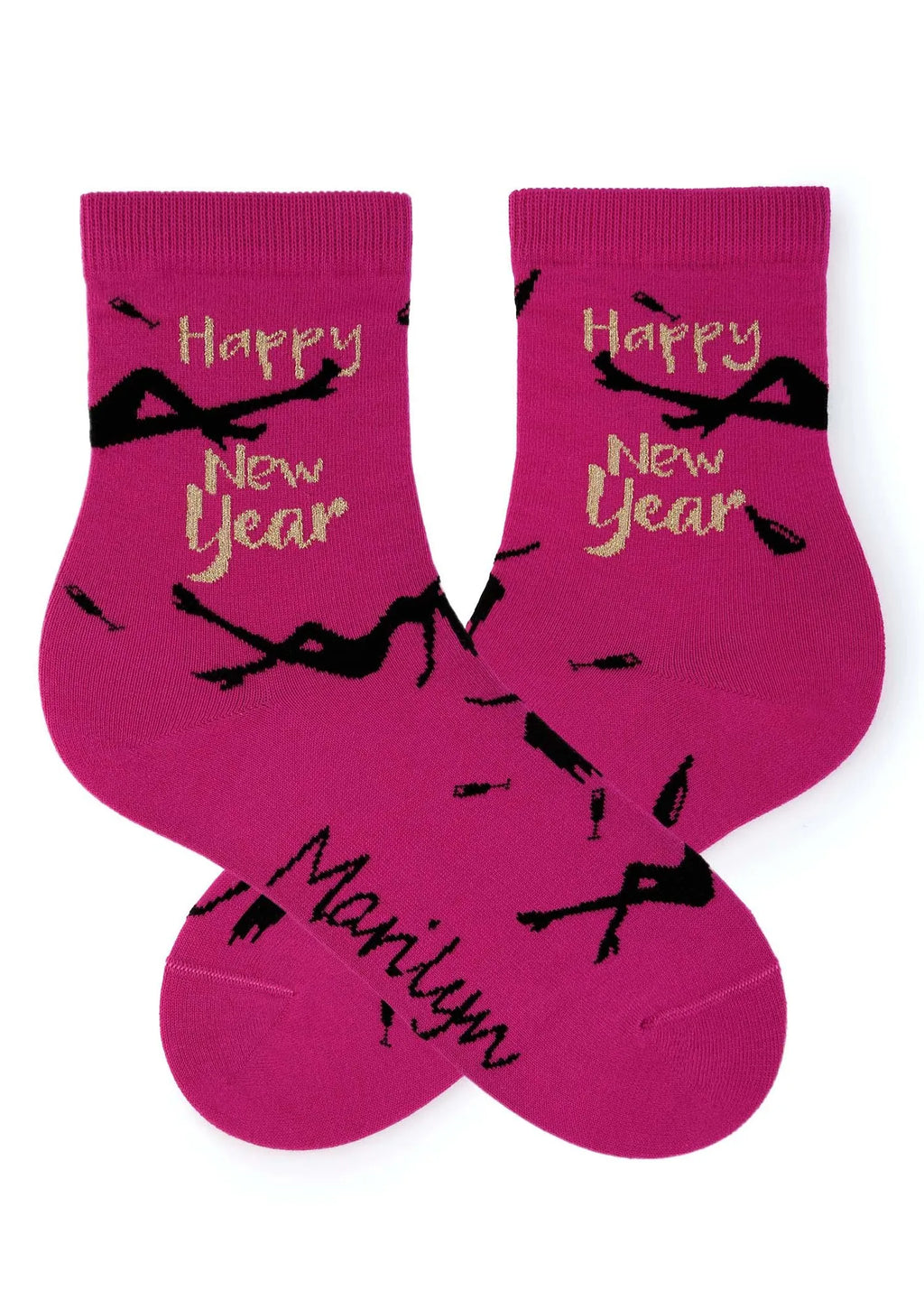 Skarpetki damskie bawełniane z mieniącym się napisem Happy New Year Happy 2 Marilyn