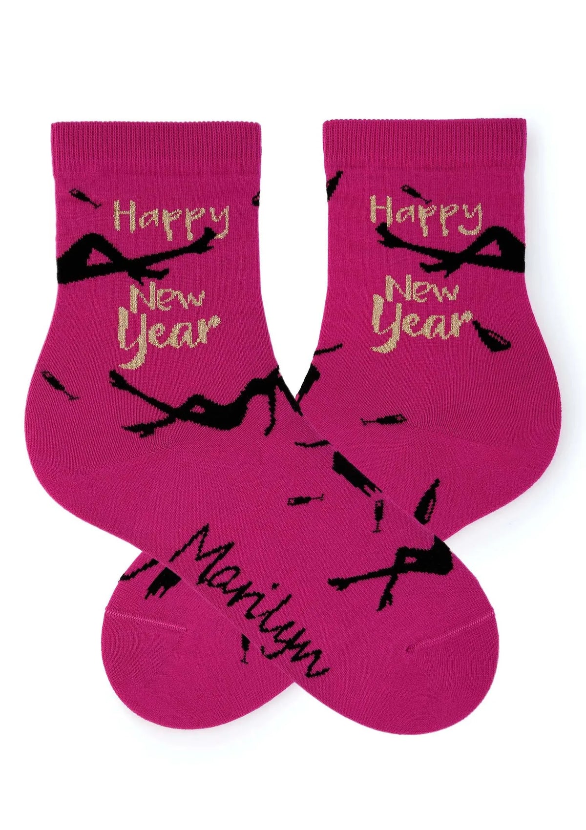 Skarpetki damskie bawełniane z mieniącym się napisem Happy New Year Happy 2 Marilyn