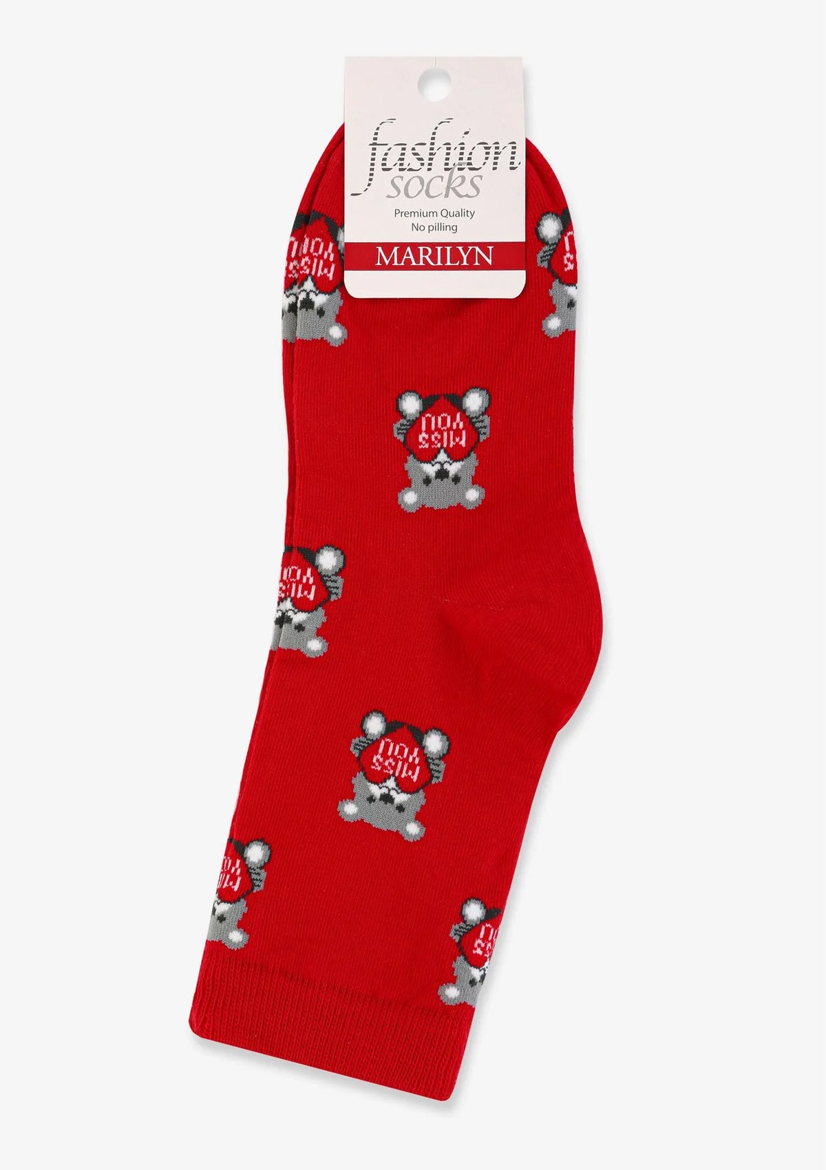 Skarpetki damskie bawełniane z misiami i serduszkami Valentine Bear Marilyn