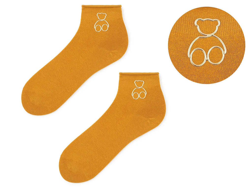 Skarpetki damskie bawełniane ze złotym misiem Cotton Golden Teddy Marilyn