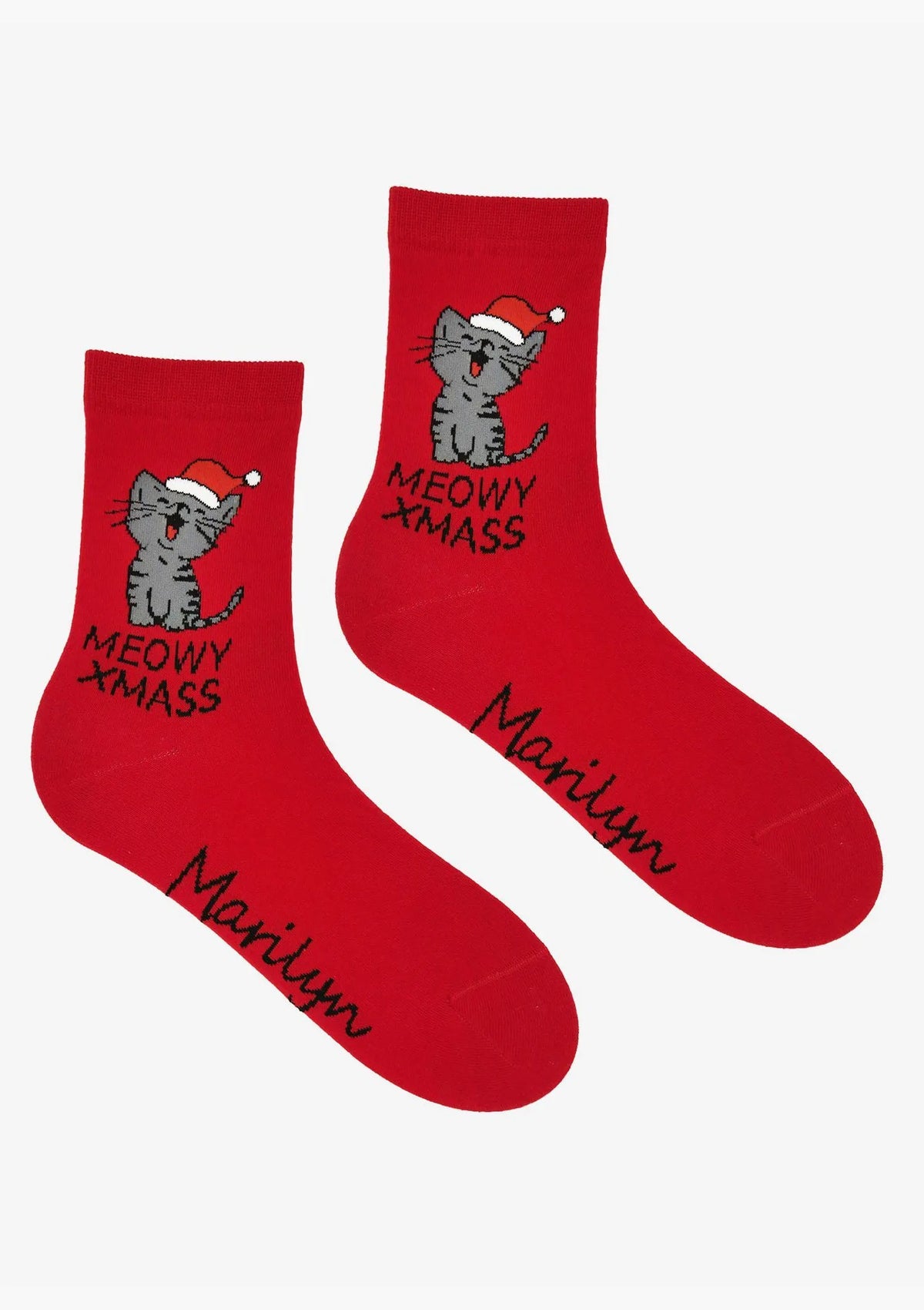 Skarpetki damskie świąteczne z kotem Meowy Xmas Marilyn