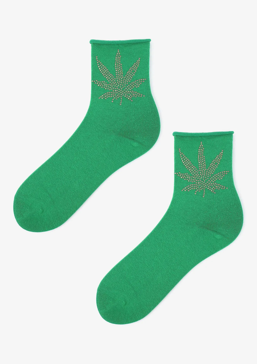 Skarpetki damskie z błyszczącym liściem Cotton Green Relax Marilyn