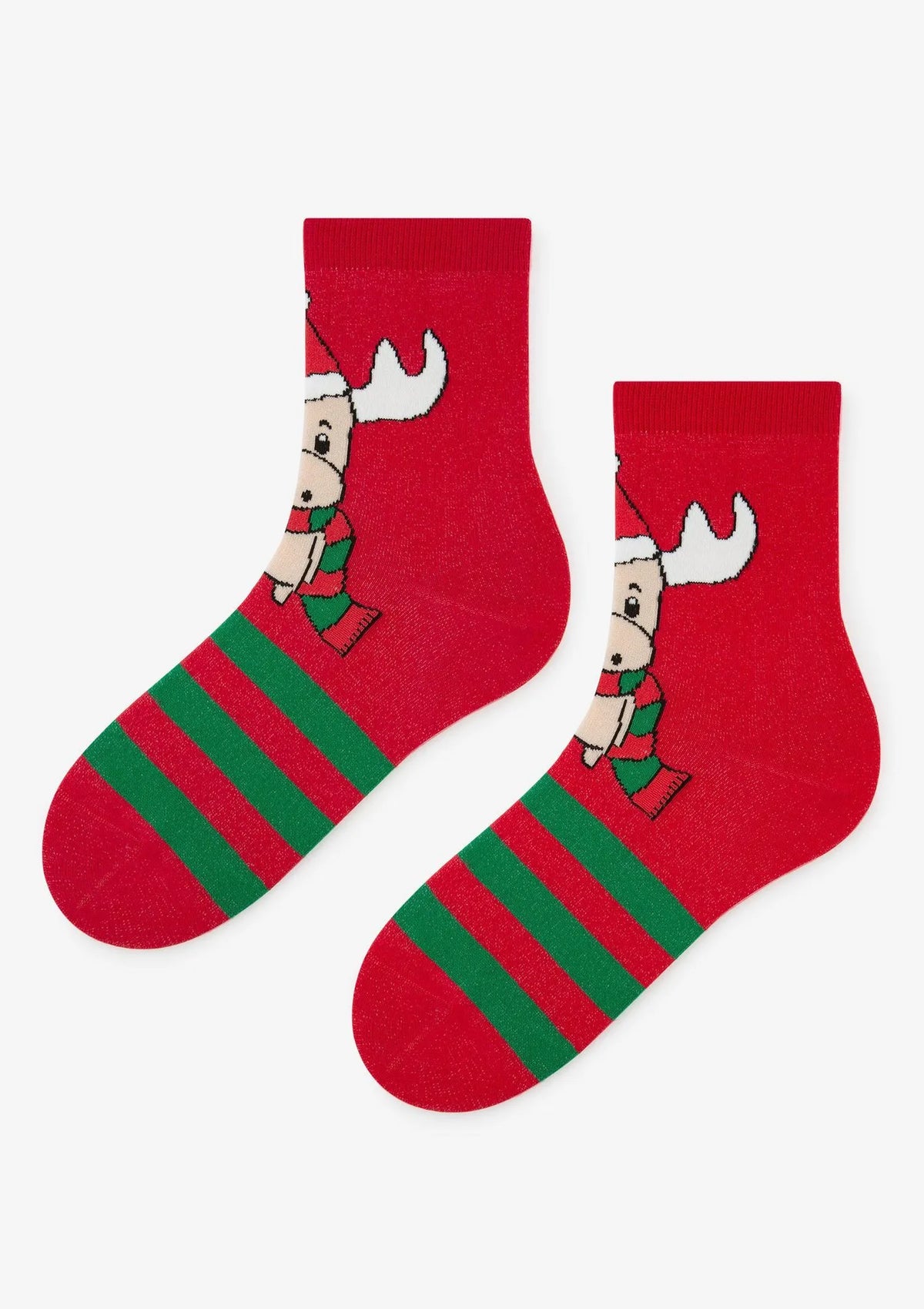 Skarpetki damskie z łosiem w czapce Mikołaja Christmas Moos Marilyn