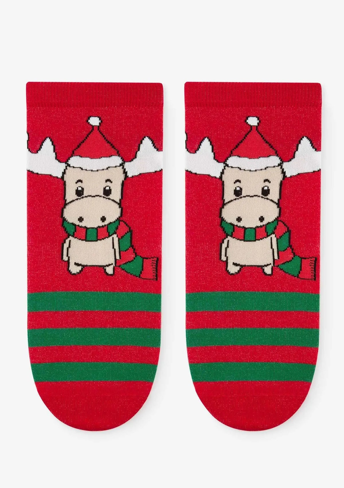 Skarpetki damskie z łosiem w czapce Mikołaja Christmas Moos Marilyn