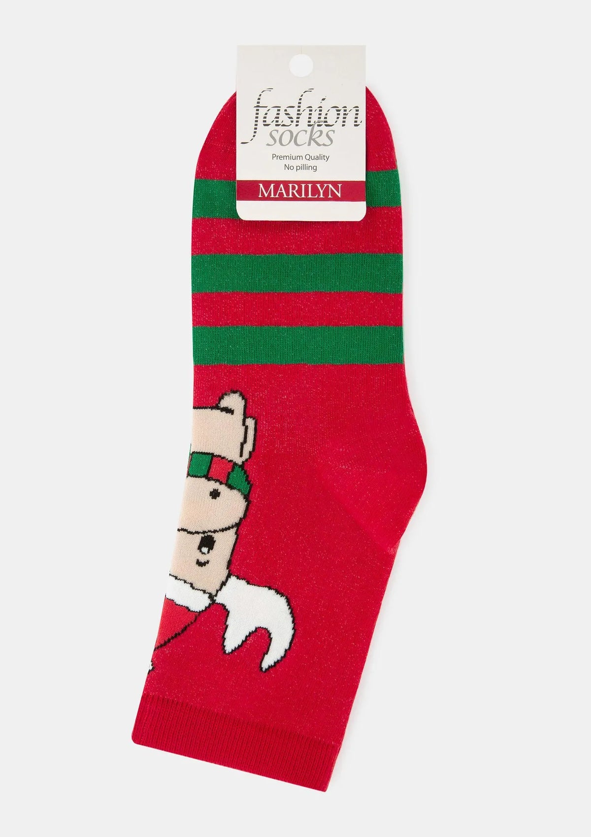 Skarpetki damskie z łosiem w czapce Mikołaja Christmas Moos Marilyn