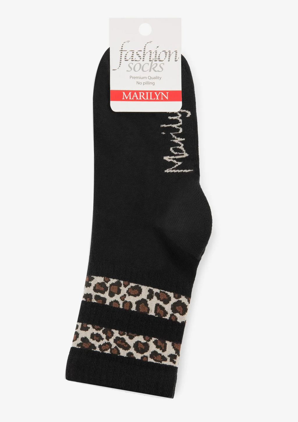 Skarpetki damskie z modnym panterkowym wzorem czarne Panther Stripe Marilyn