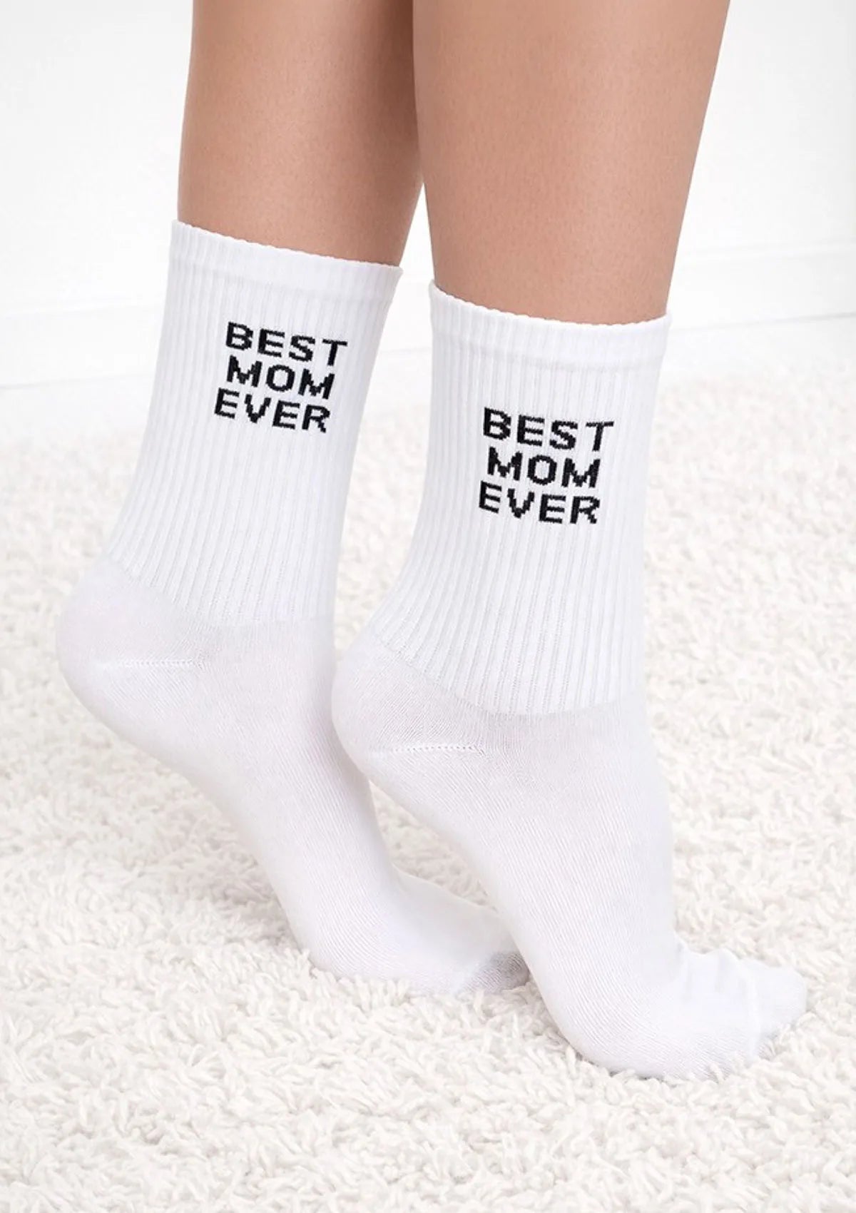 Skarpetki damskie z napisem Best Mom Ever Milena białe
