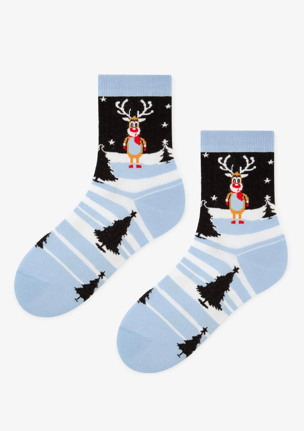 Skarpetki damskie z zimowym krajobrazem i reniferem Rudolfem Santa Rudolph Marilyn