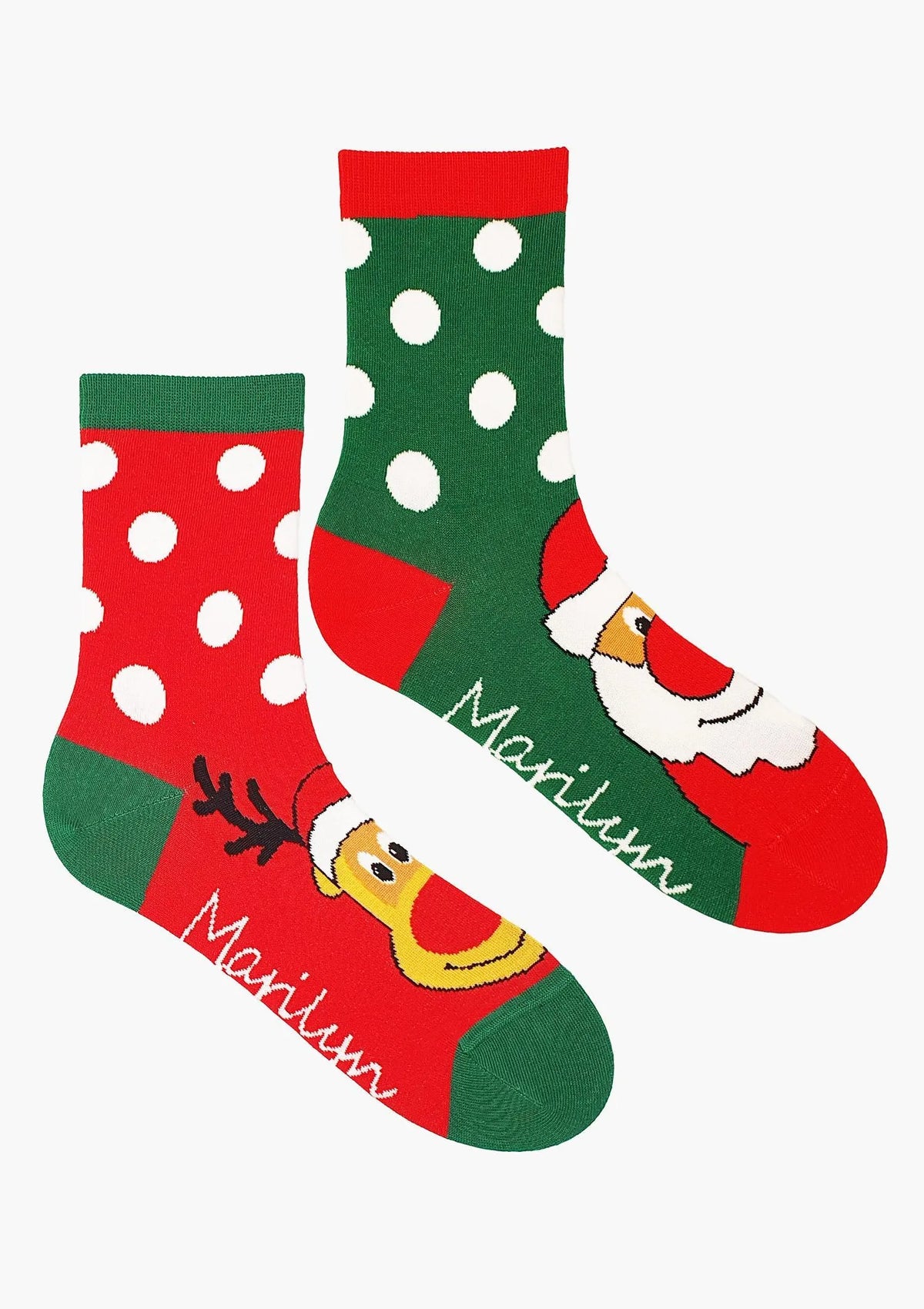 Skarpetki męskie nie do pary z Mikołajem i reniferem Christmass Team Marilyn