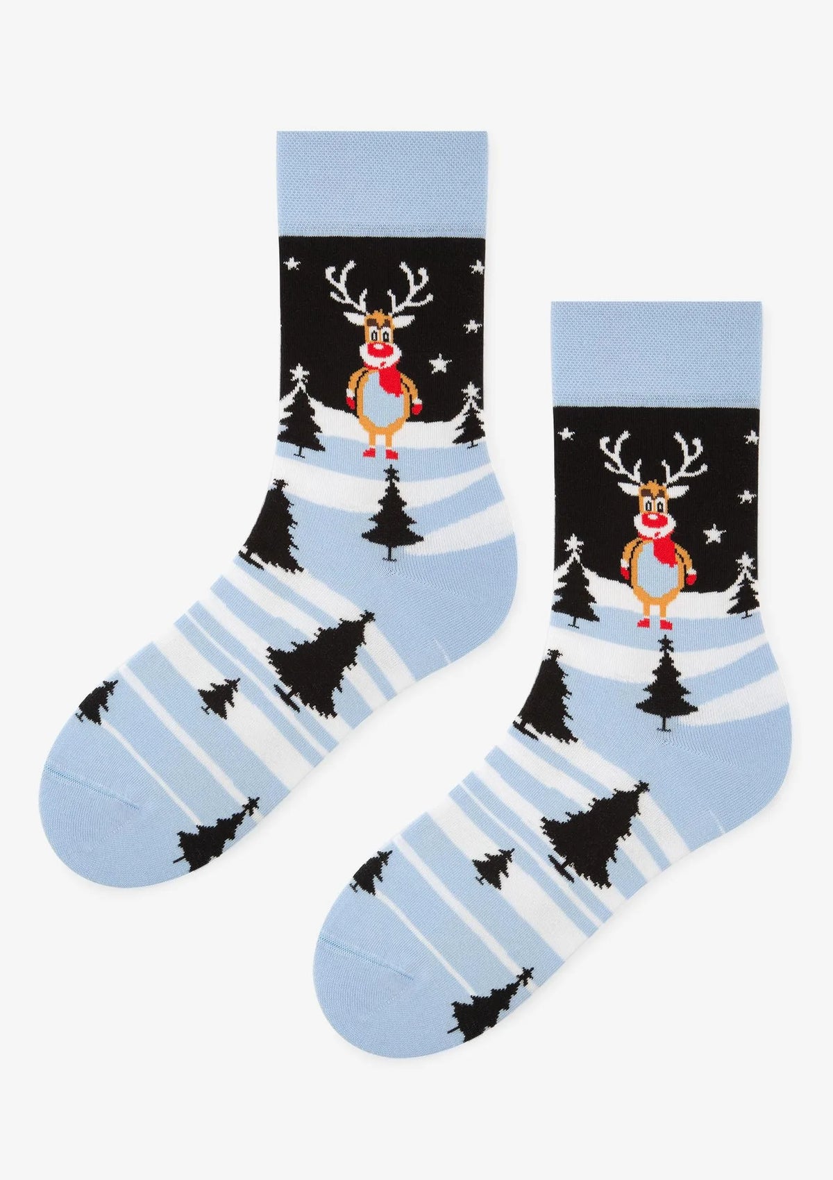 Skarpetki męskie z zimowym krajobrazem i reniferem Rudolfem Santa Rudolph Marilyn