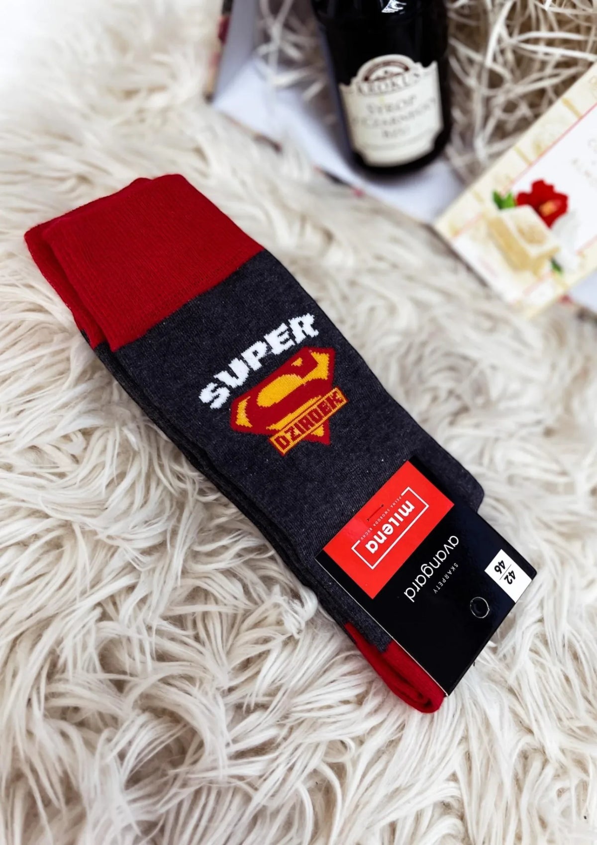 Skarpetki na Dzień Dziadka Super Dziadek ciemno szare Milena