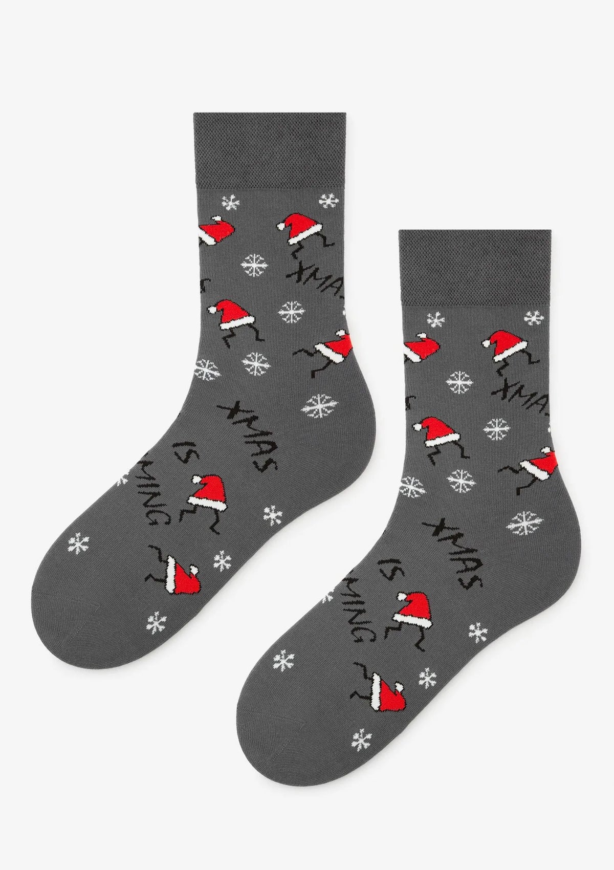 Skarpety męskie grafitowe z motywem czapek Mikołaja Xmas Hat Marilyn