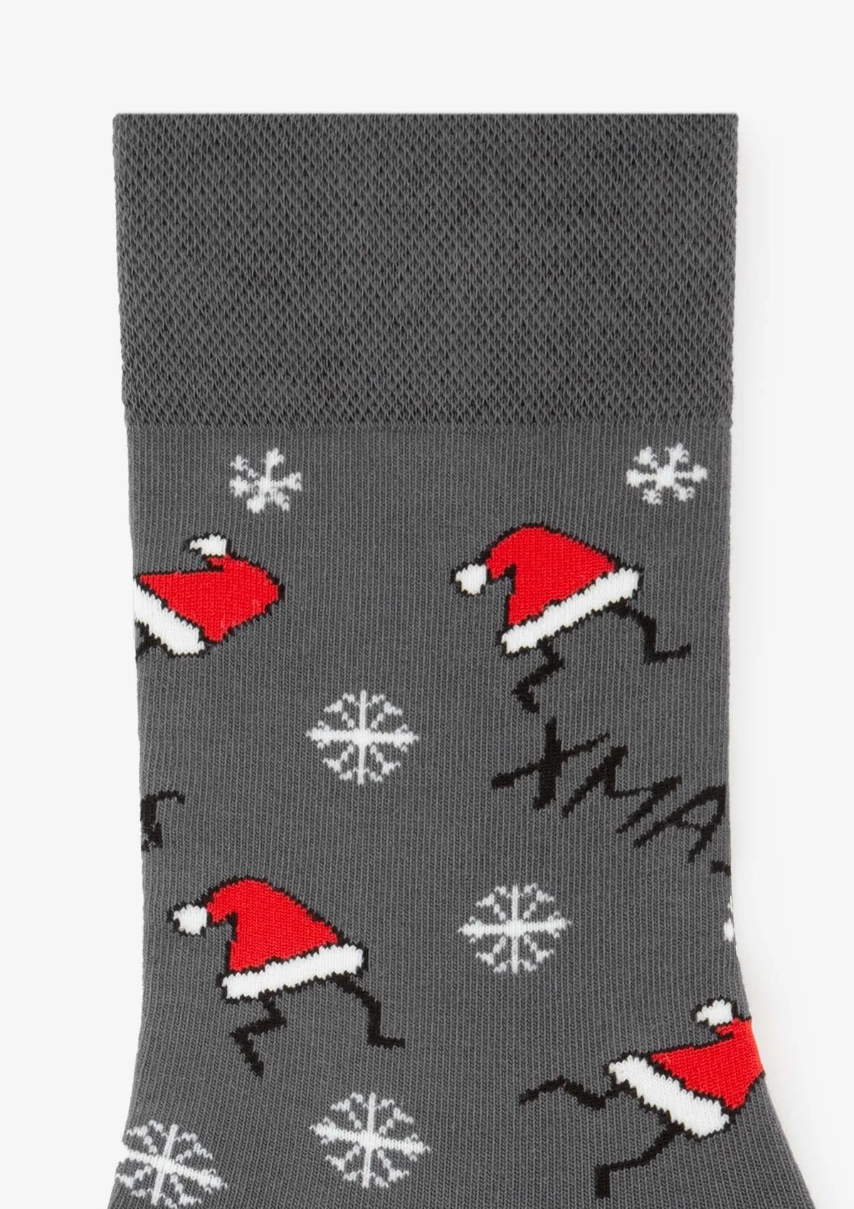Skarpety męskie grafitowe z motywem czapek Mikołaja Xmas Hat Marilyn