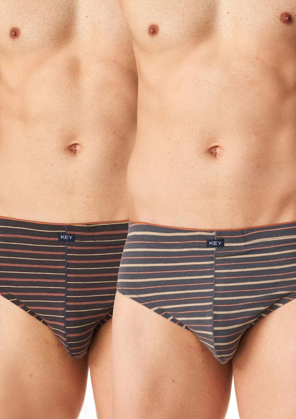 Slipy męskie bawełniane (2 pack) w paseczki z wewnętrzną gumą MPP 303 Key
