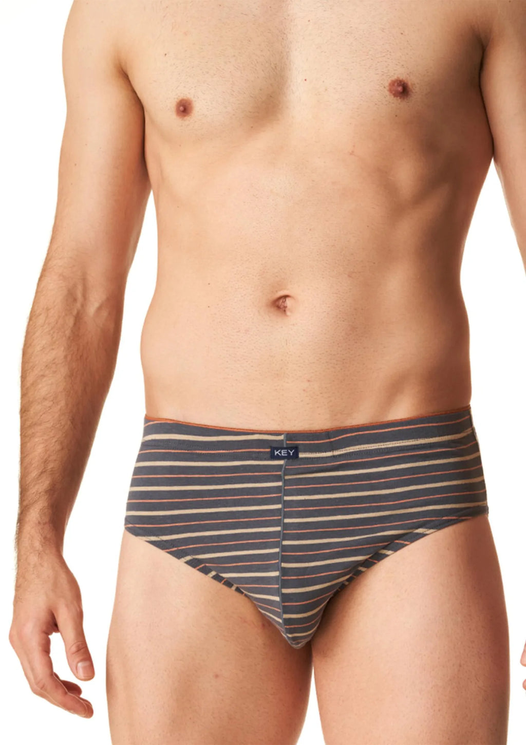 Slipy męskie bawełniane (2 pack) w paseczki z wewnętrzną gumą MPP 303 Key