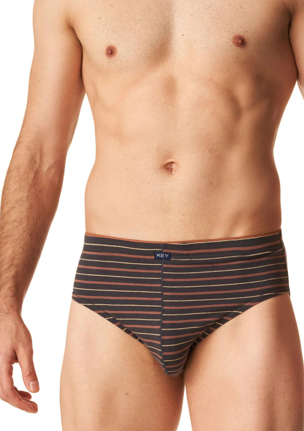 Slipy męskie bawełniane (2 pack) w paseczki z wewnętrzną gumą MPP 303 Key