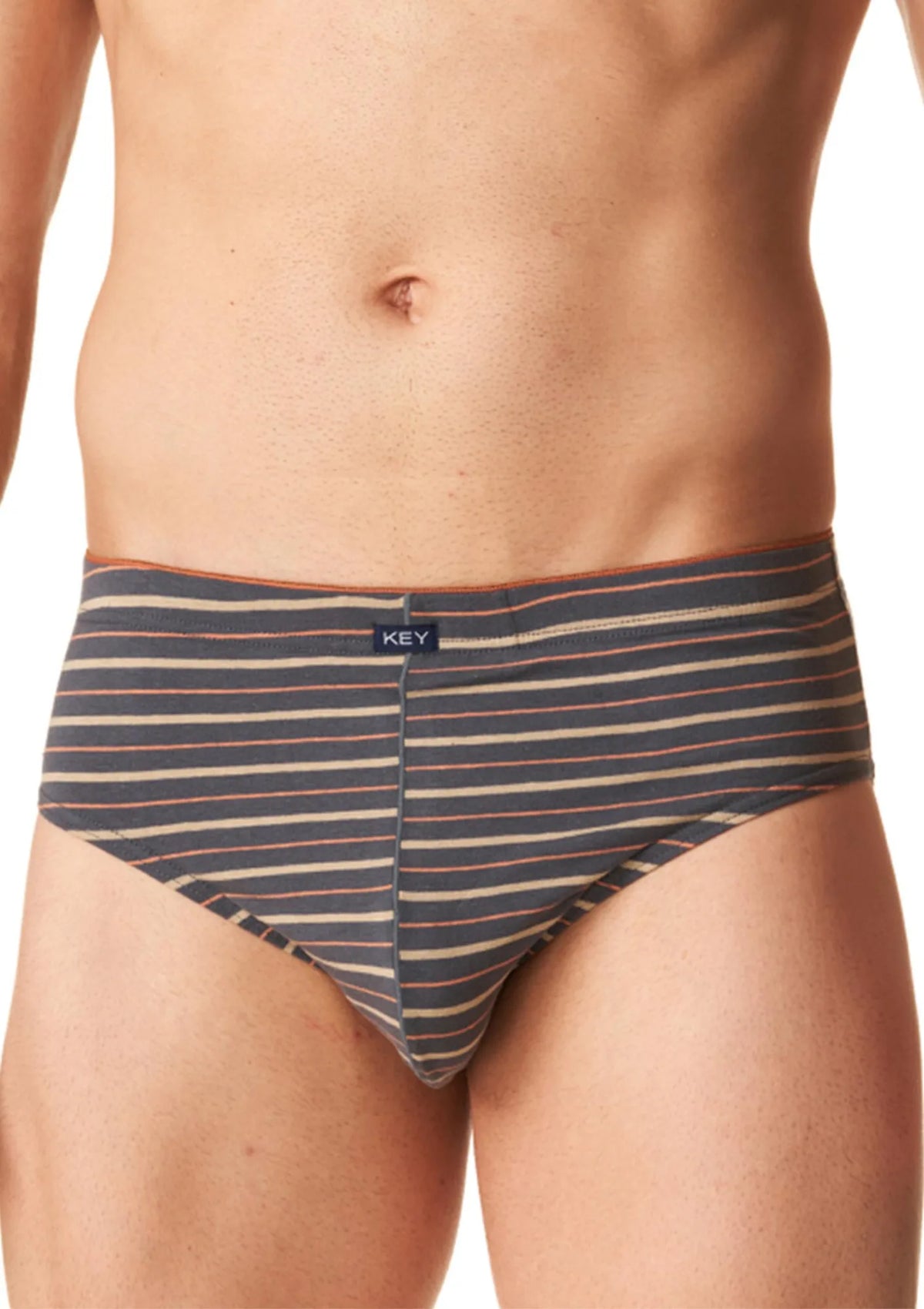 Slipy męskie bawełniane (2 pack) w paseczki z wewnętrzną gumą MPP 303 Key
