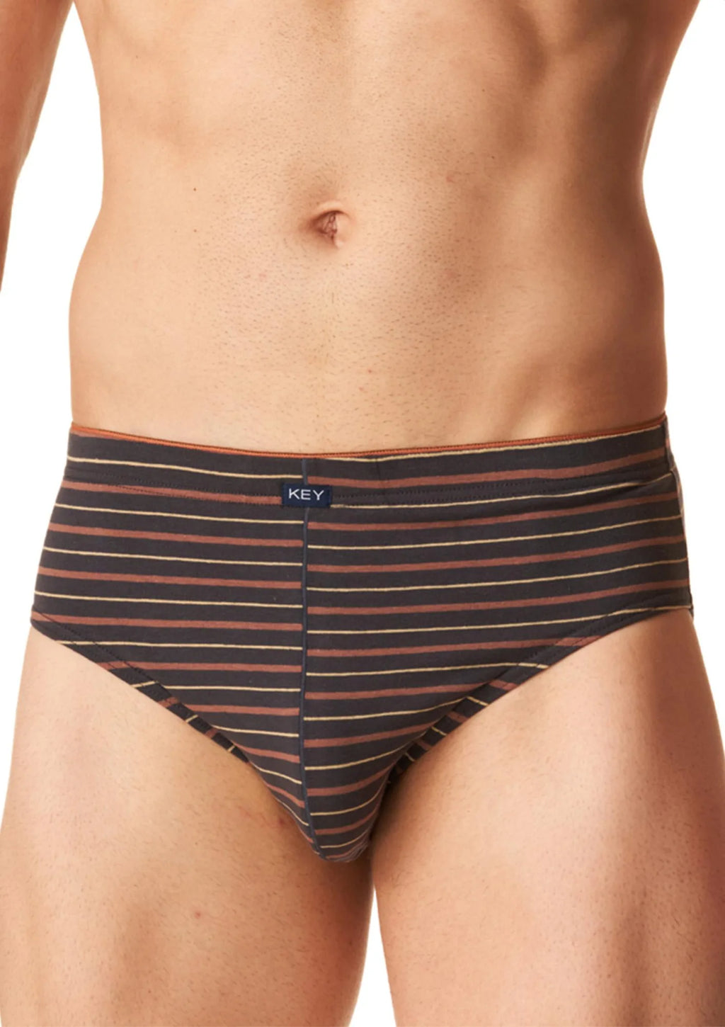 Slipy męskie bawełniane (2 pack) w paseczki z wewnętrzną gumą MPP 303 Key