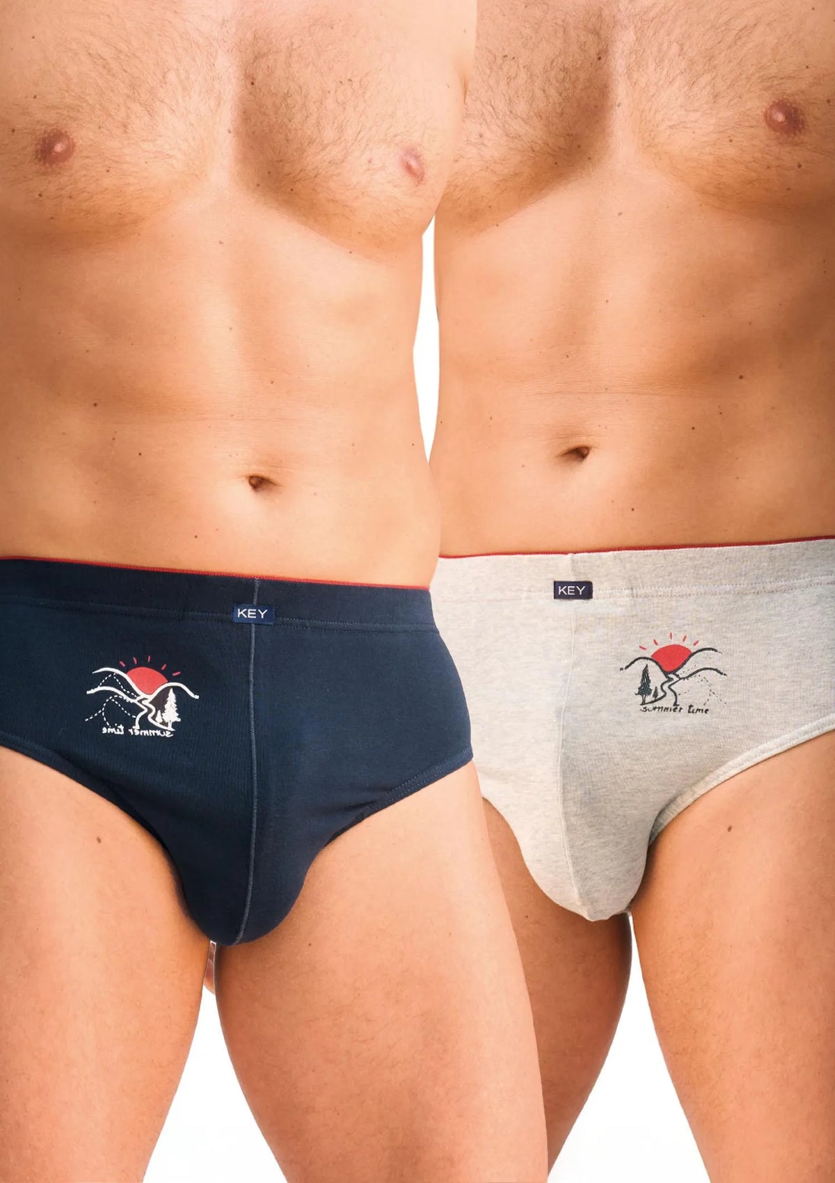 Slipy męskie bawełniane (2pack) gładkie z górską grafiką MPP 761 Key