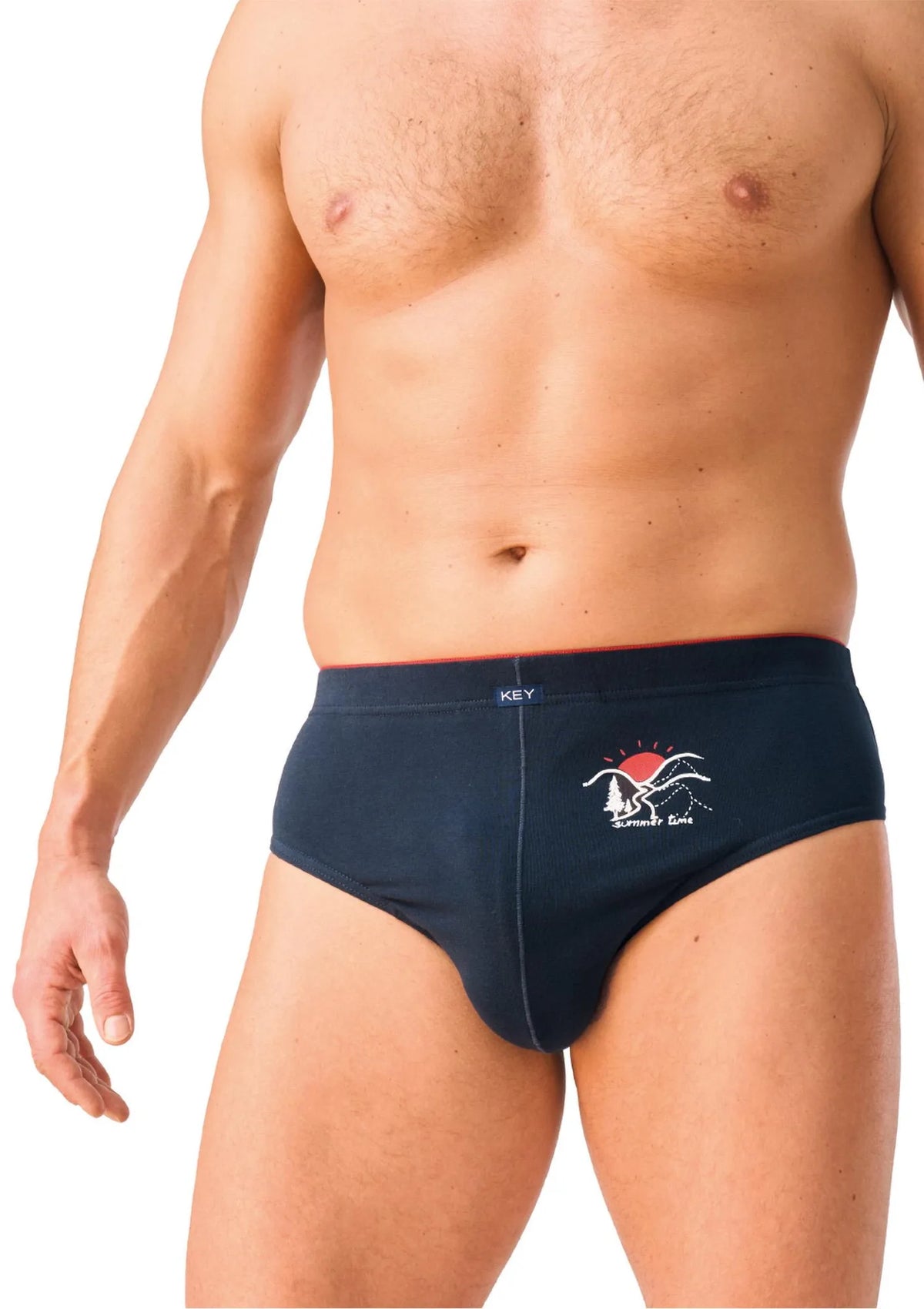 Slipy męskie bawełniane (2pack) gładkie z górską grafiką MPP 761 Key