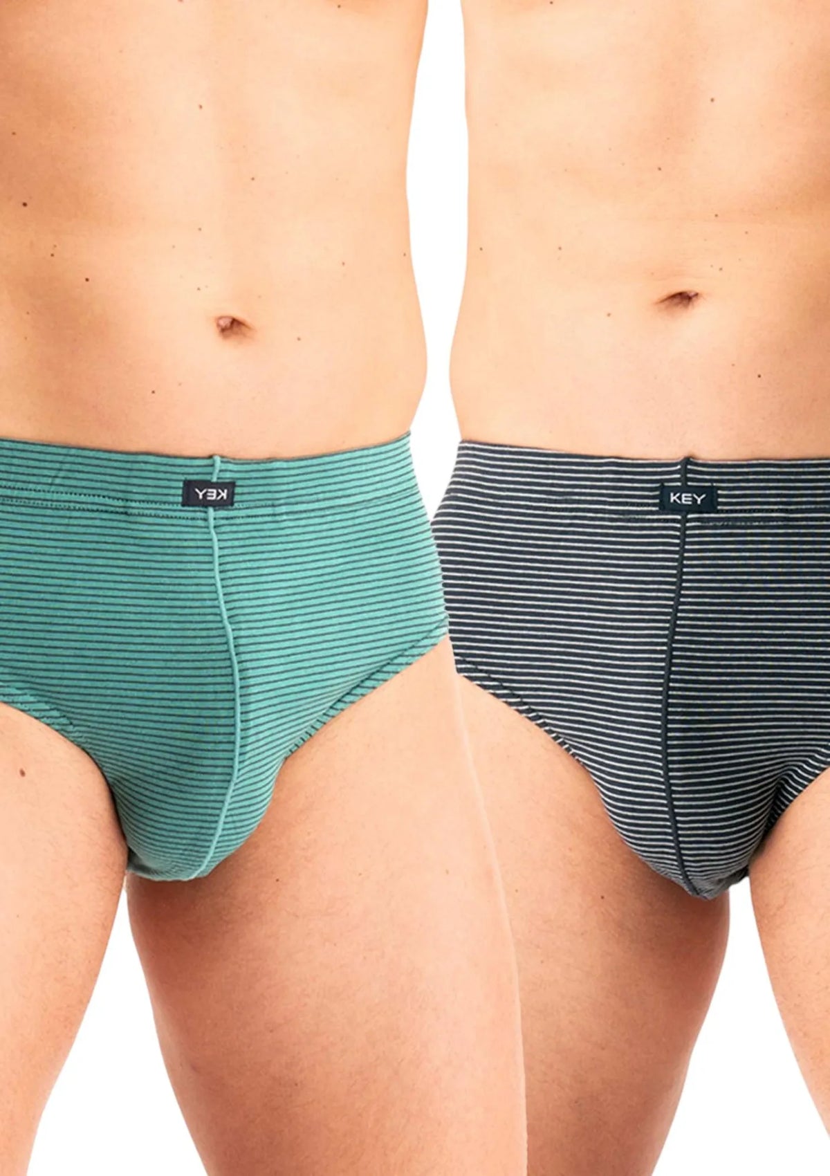 Slipy męskie bawełniane (2pack) uniwersalne w drobne paski MPP 327 Key