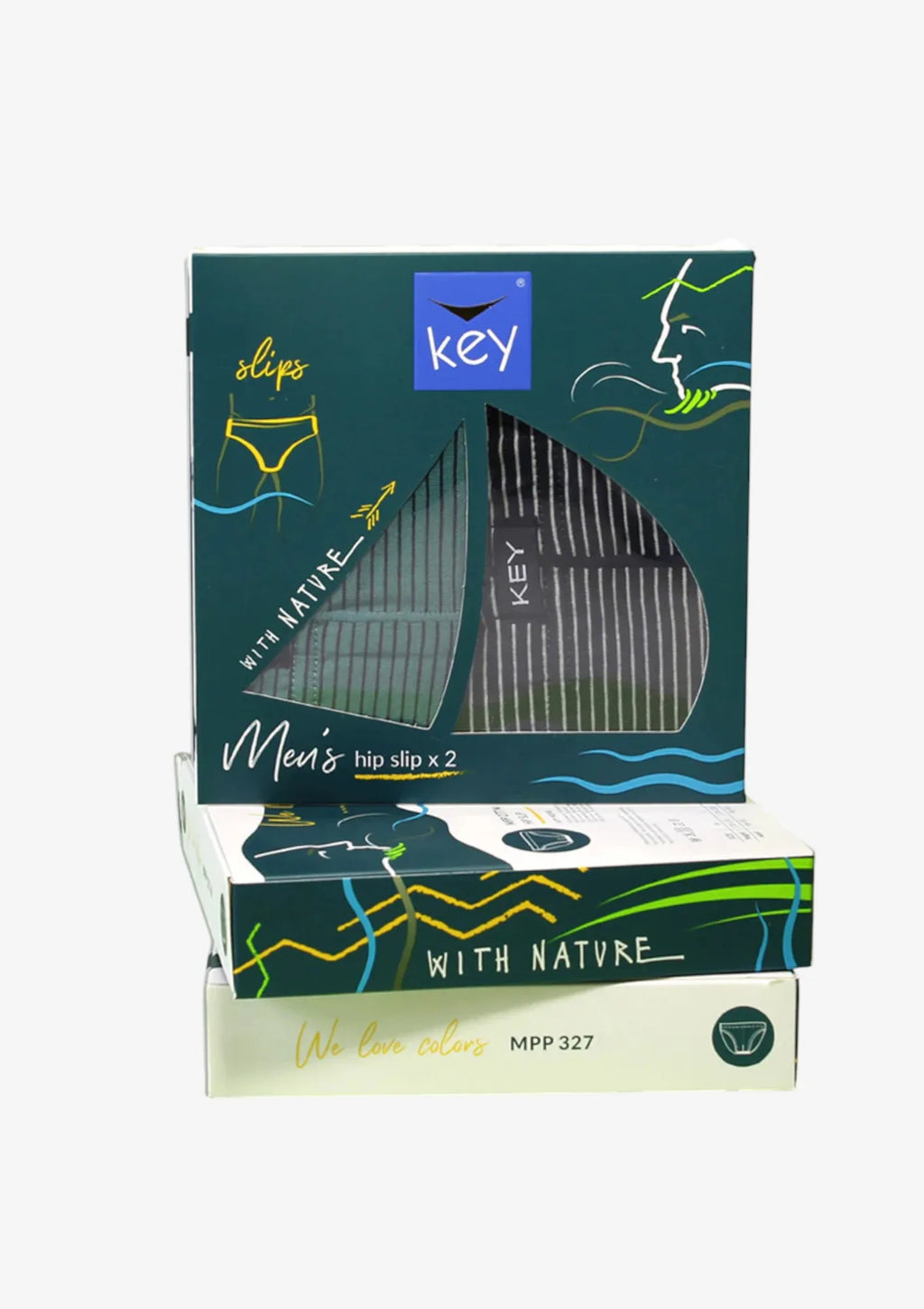 Slipy męskie bawełniane (2pack) uniwersalne w drobne paski MPP 327 Key