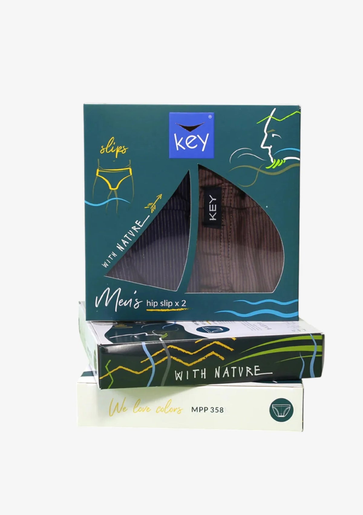 Slipy męskie bawełniane (2pack) w paski komfortowy krój MPP 358