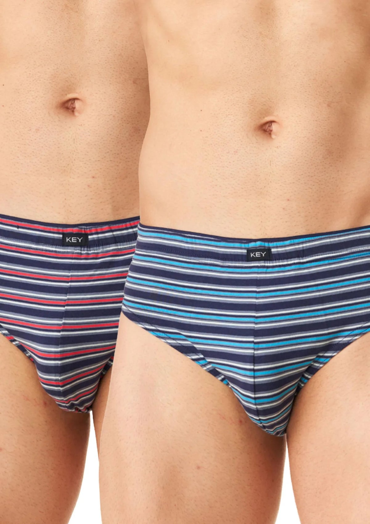 Slipy męskie bawełniane (2pack) w paski z wewnętrzną gumą MPP 305 Key