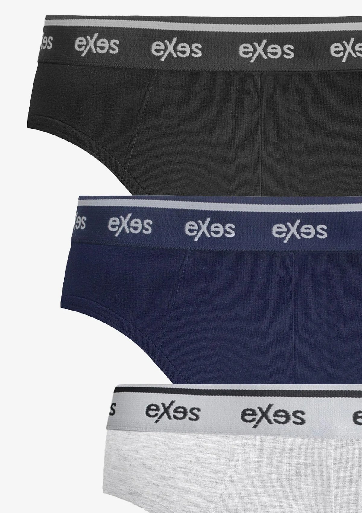 Slipy męskie bawełniane (3pack) w sportowym stylu z zewnętrzną gumą 3.92 Exes