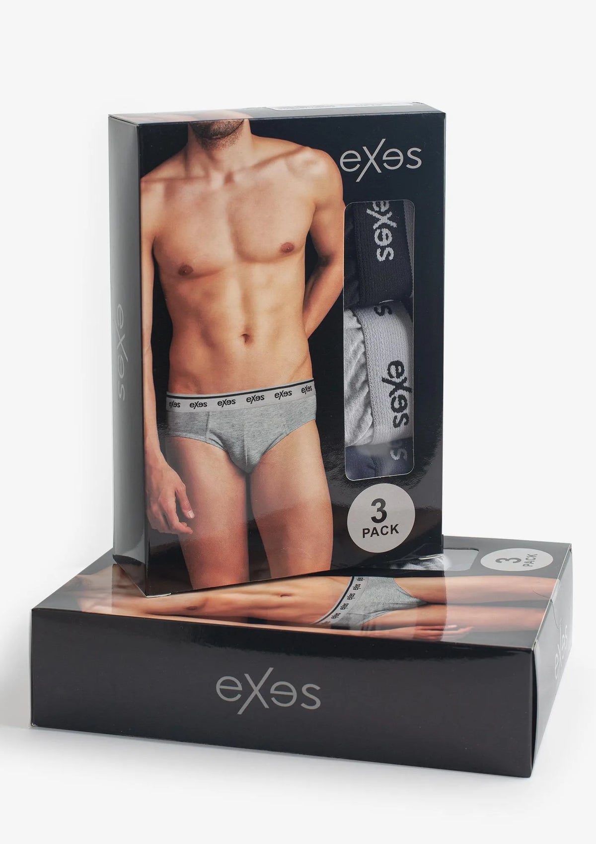 Slipy męskie bawełniane (3pack) w sportowym stylu z zewnętrzną gumą 3.92 Exes