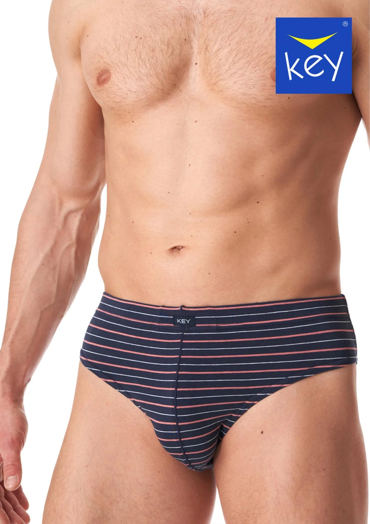 Slipy męskie biodrówki (2 pack) w paski z wewnętrzną gumą MPP 355