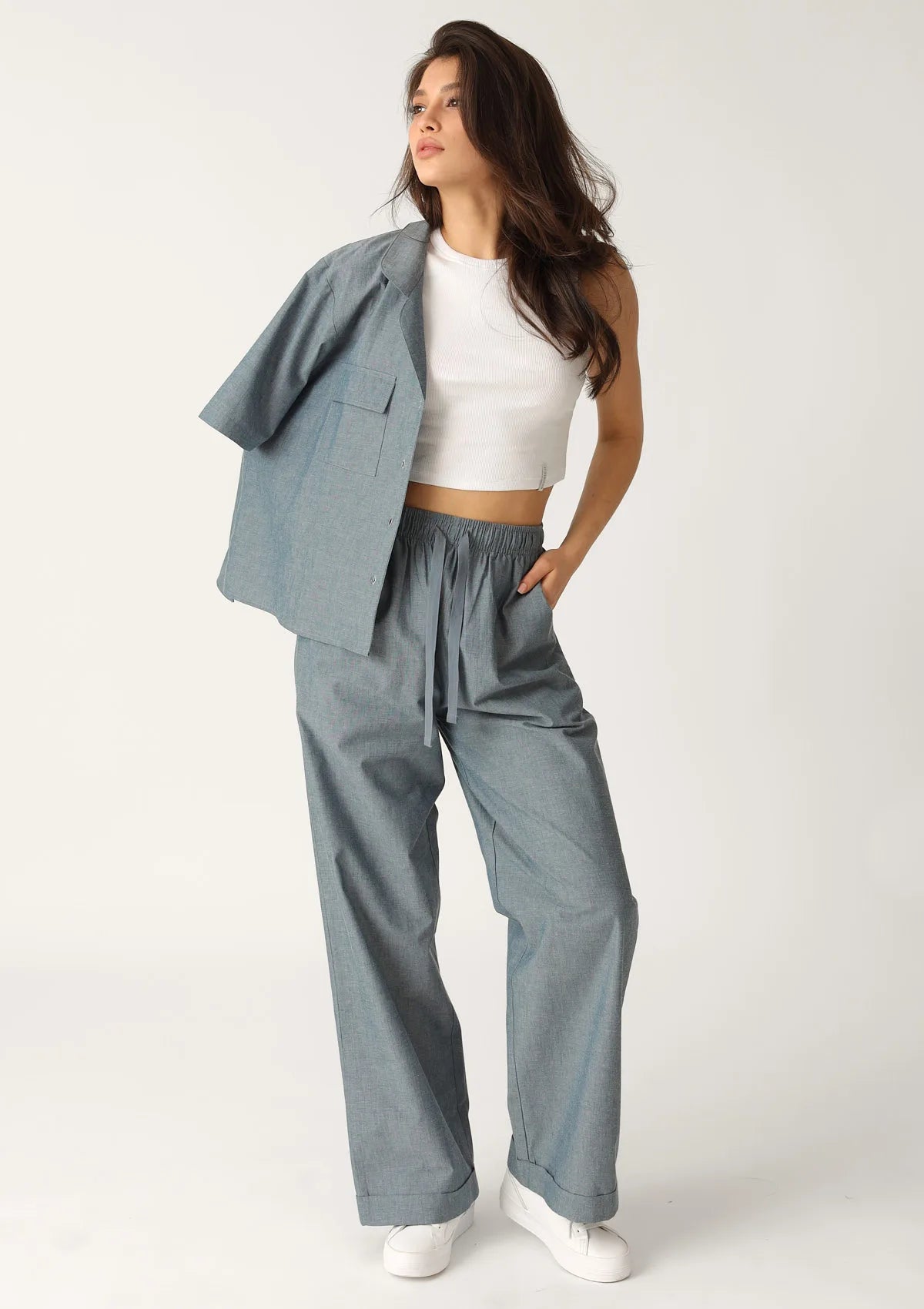 Spodnie damskie bawełniane długie denim LH420-16 Naviale
