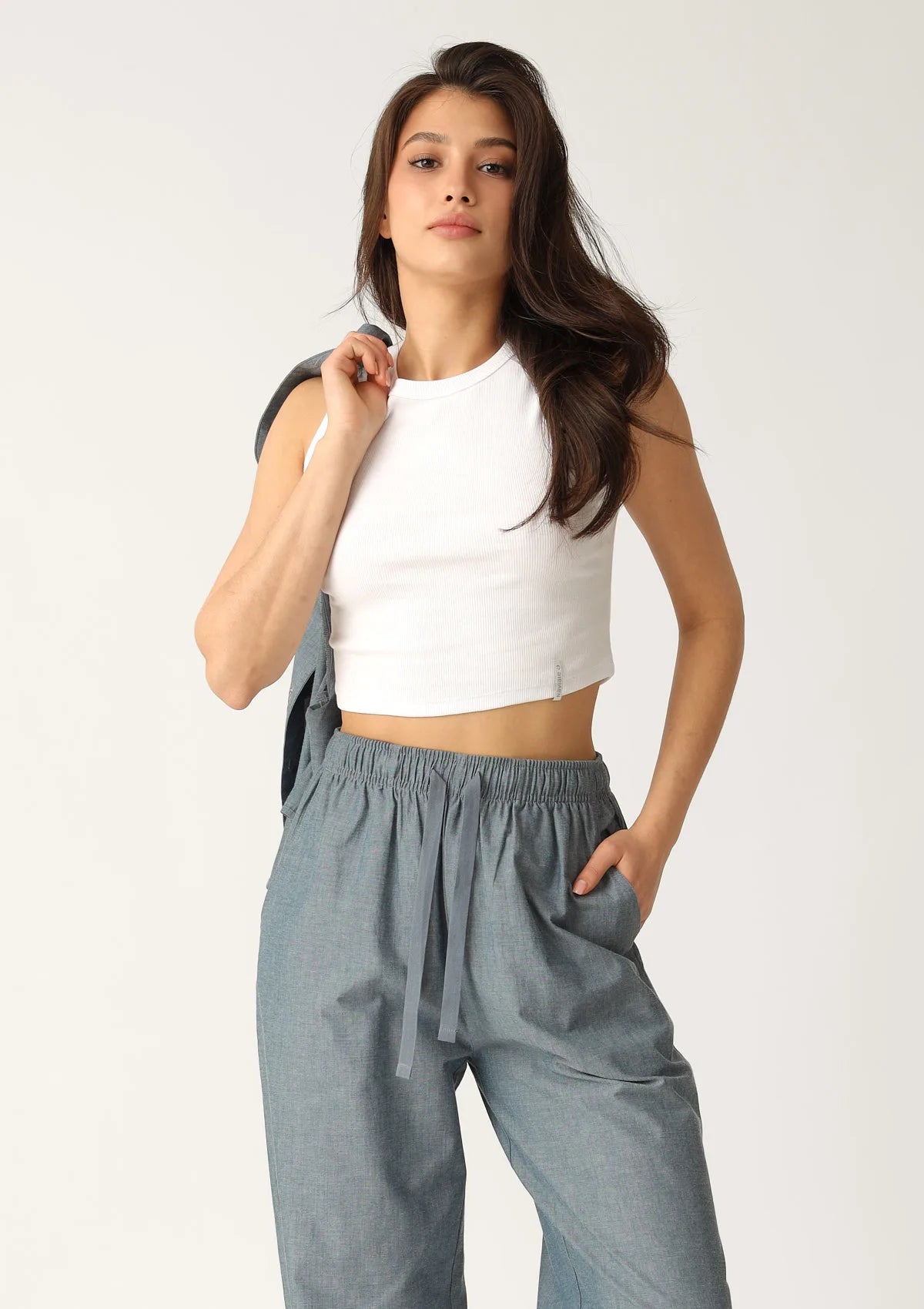 Spodnie damskie bawełniane długie denim LH420-16 Naviale