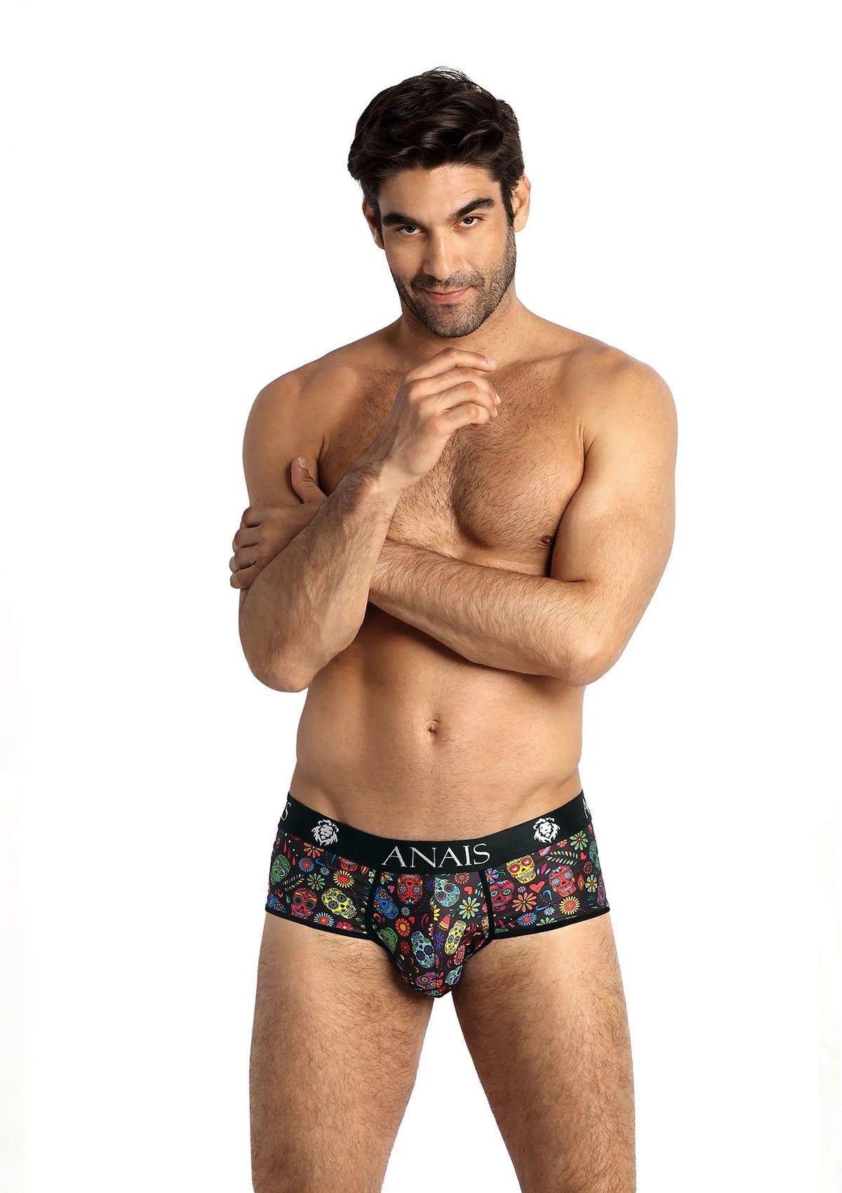 Sportowe slipy męskie w kolorowe czaszki Mexico Brief