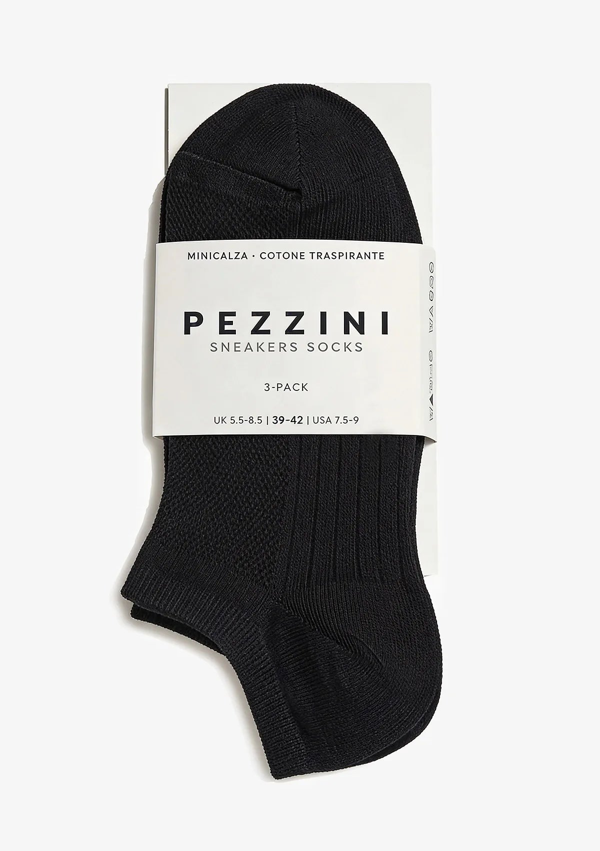 Stopki bawełniane do sneakersów 3-pak Pezzini czarne