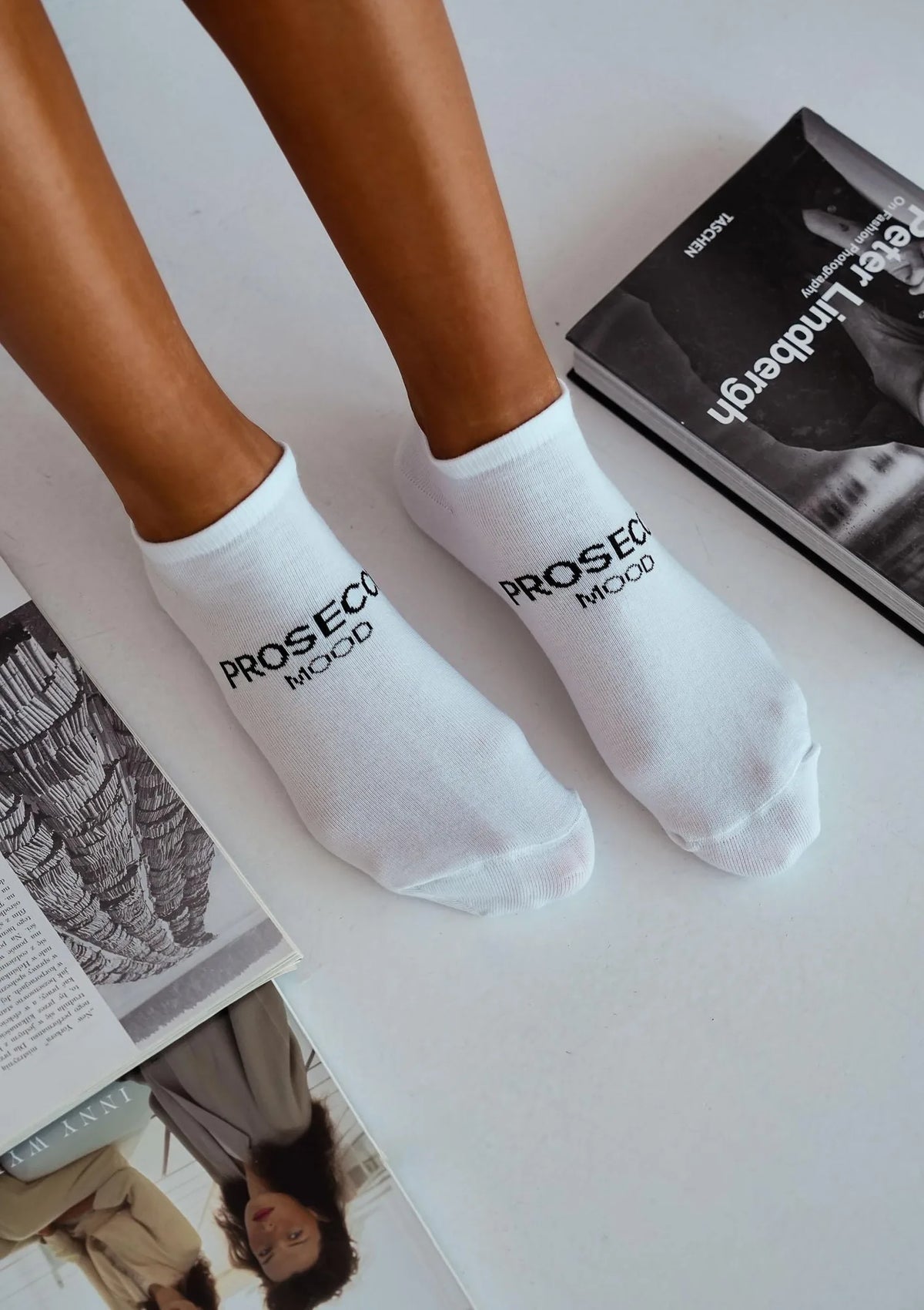Stopki damskie bawełniane z napisem Prosecco Mood Milena