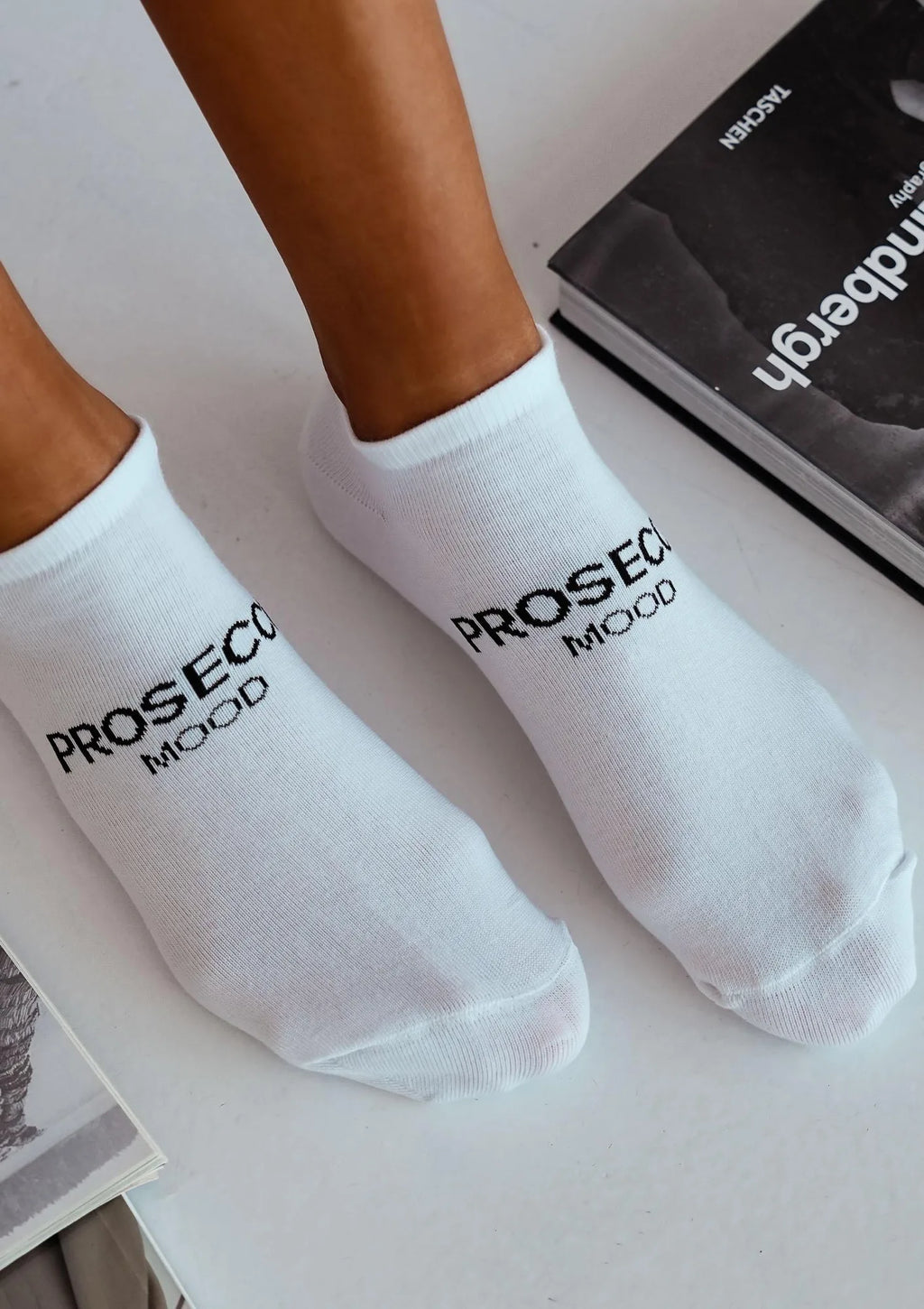 Stopki damskie bawełniane z napisem Prosecco Mood Milena